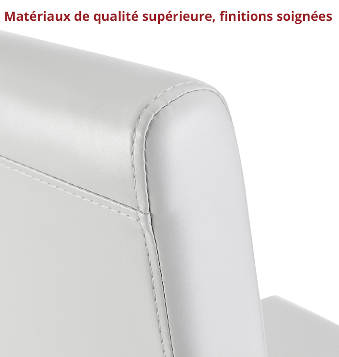 Lot de 4 chaises de salle à manger LITAU, en cuir blanc, pieds