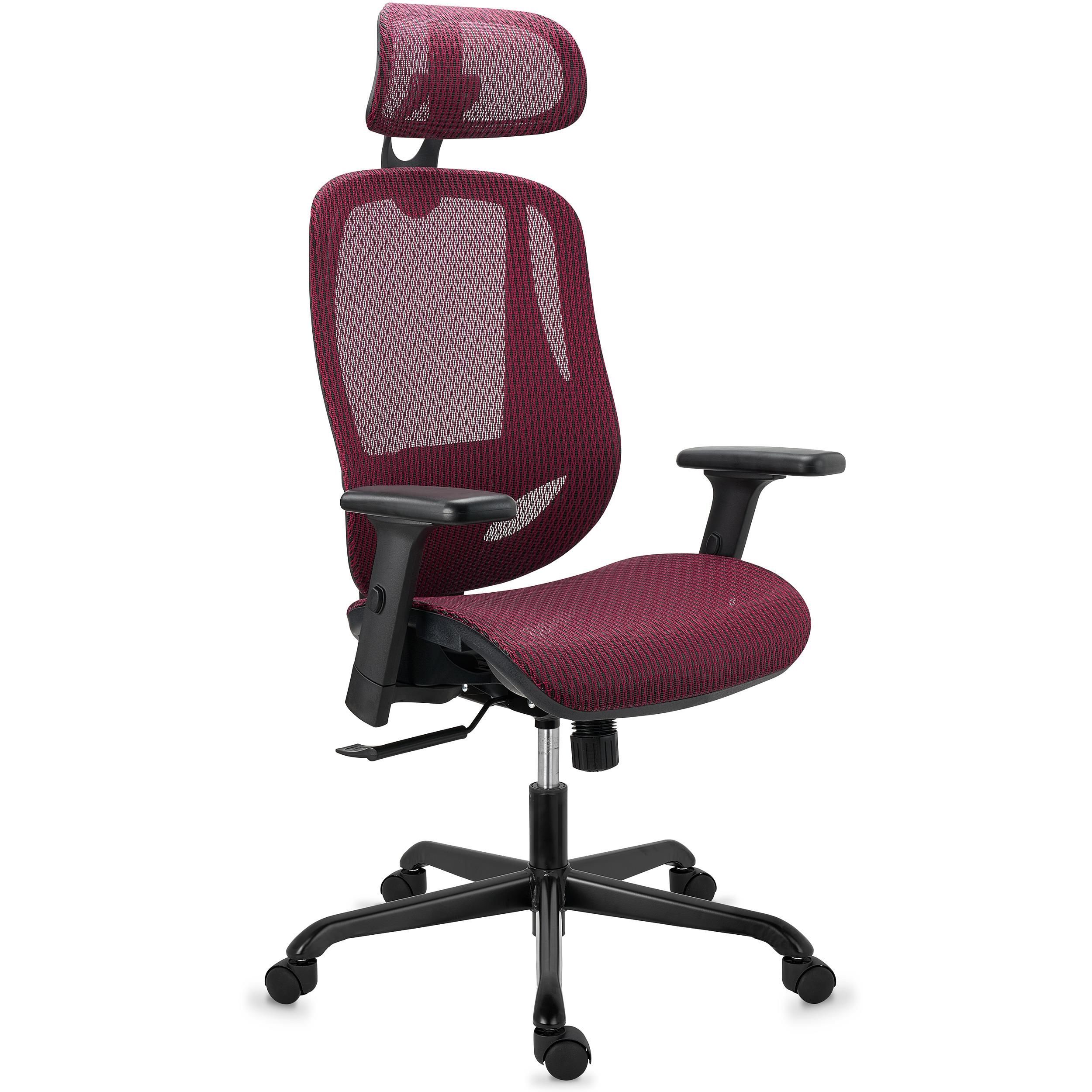 Chaise Ergonomique NOVA, Confortable et Ajustable, Grande Qualité et Design, en Maille, Rouge