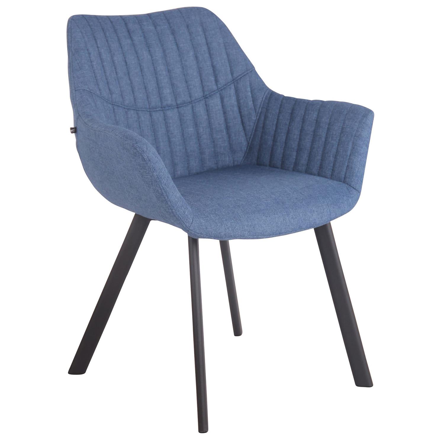 Chaise visiteur MIGLIA, Design Élégant, Pieds en Métal, Tissu Bleu