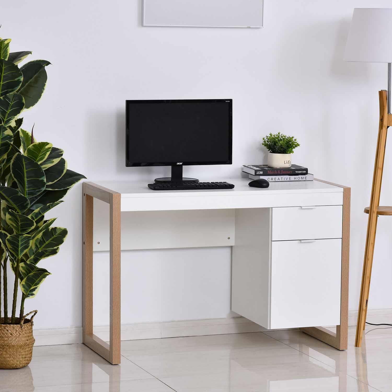 Bureau informatique LAGE, Tiroir et Caisson, en Bois, couleur