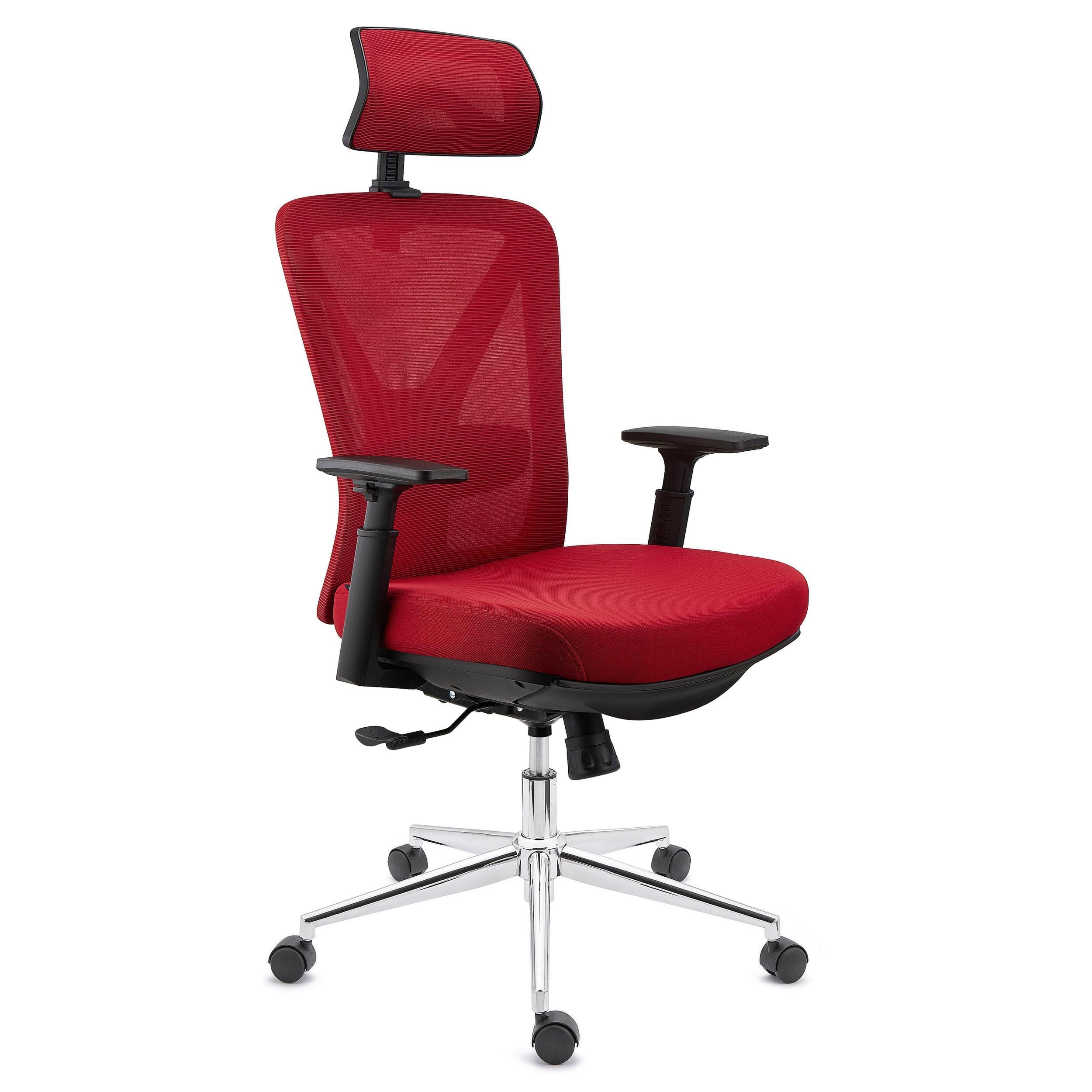 Chaise Ergonomique TOWER, Repose-Pieds Extensible, Support Lombaire, Rouge