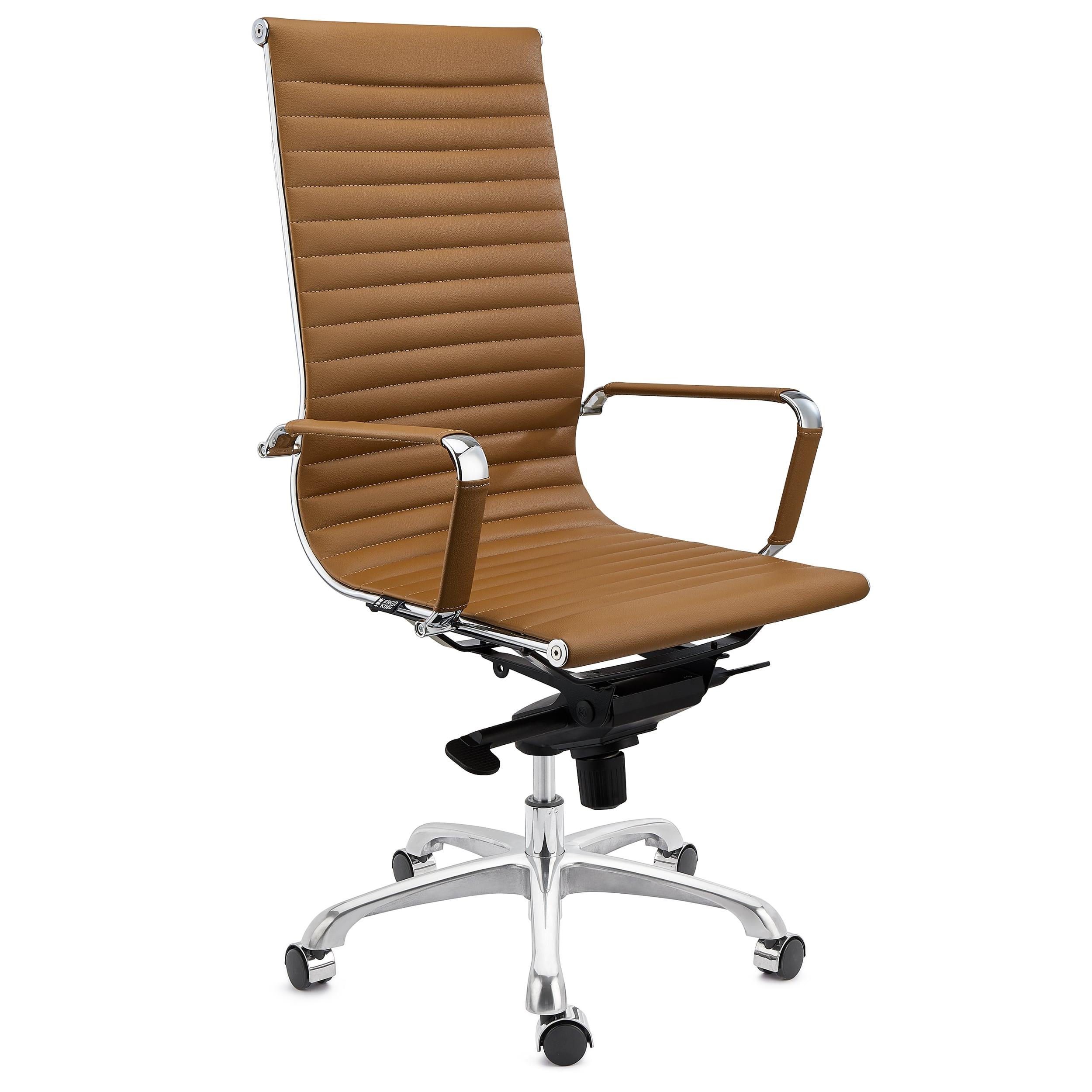 Chaise de Bureau DORIS, structure Métallique Chromée, Finitons élégantes, cuir, Marron