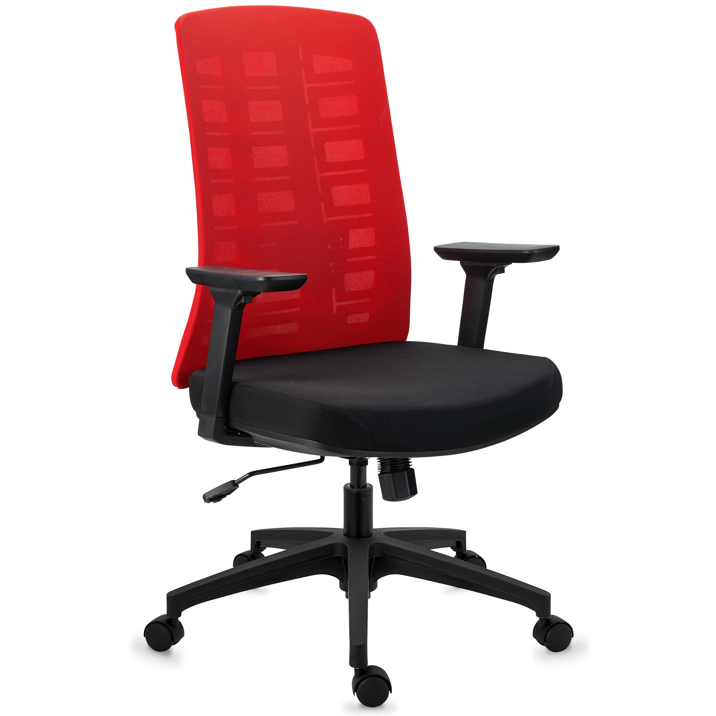 Chaise de Bureau MAYESTIC, Design Ergonomique Exclusif, Support Lombaire, Rouge