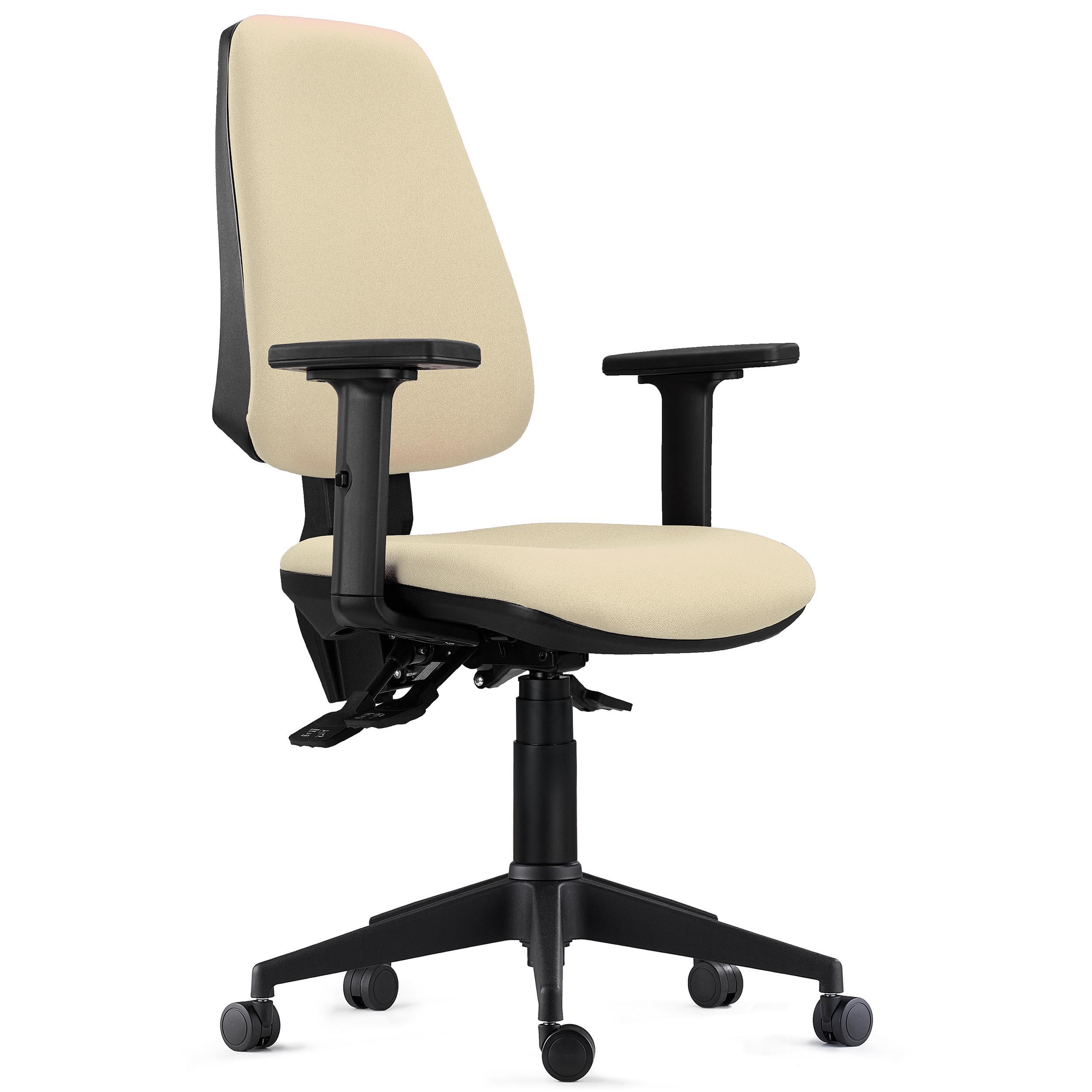 Chaise de Bureau Ergonomique INDIANA PRO, Usage Intensif 8H, avec Accoudoirs Ajustables 2D, en Tissu Crème
