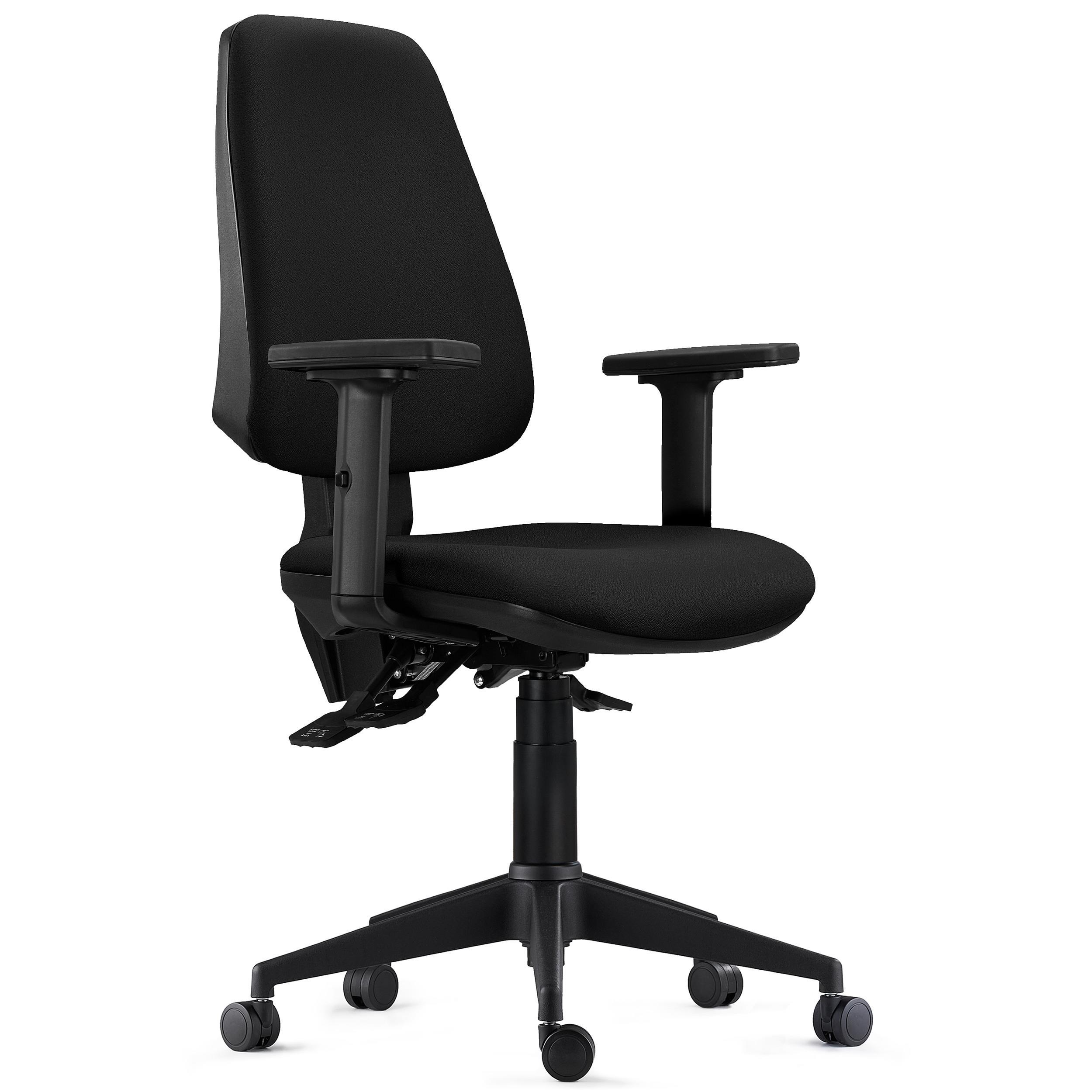 Chaise de Bureau Ergonomique INDIANA PRO, Usage Intensif 8H, avec Accoudoirs Ajustables 2D, en Tissu Noir