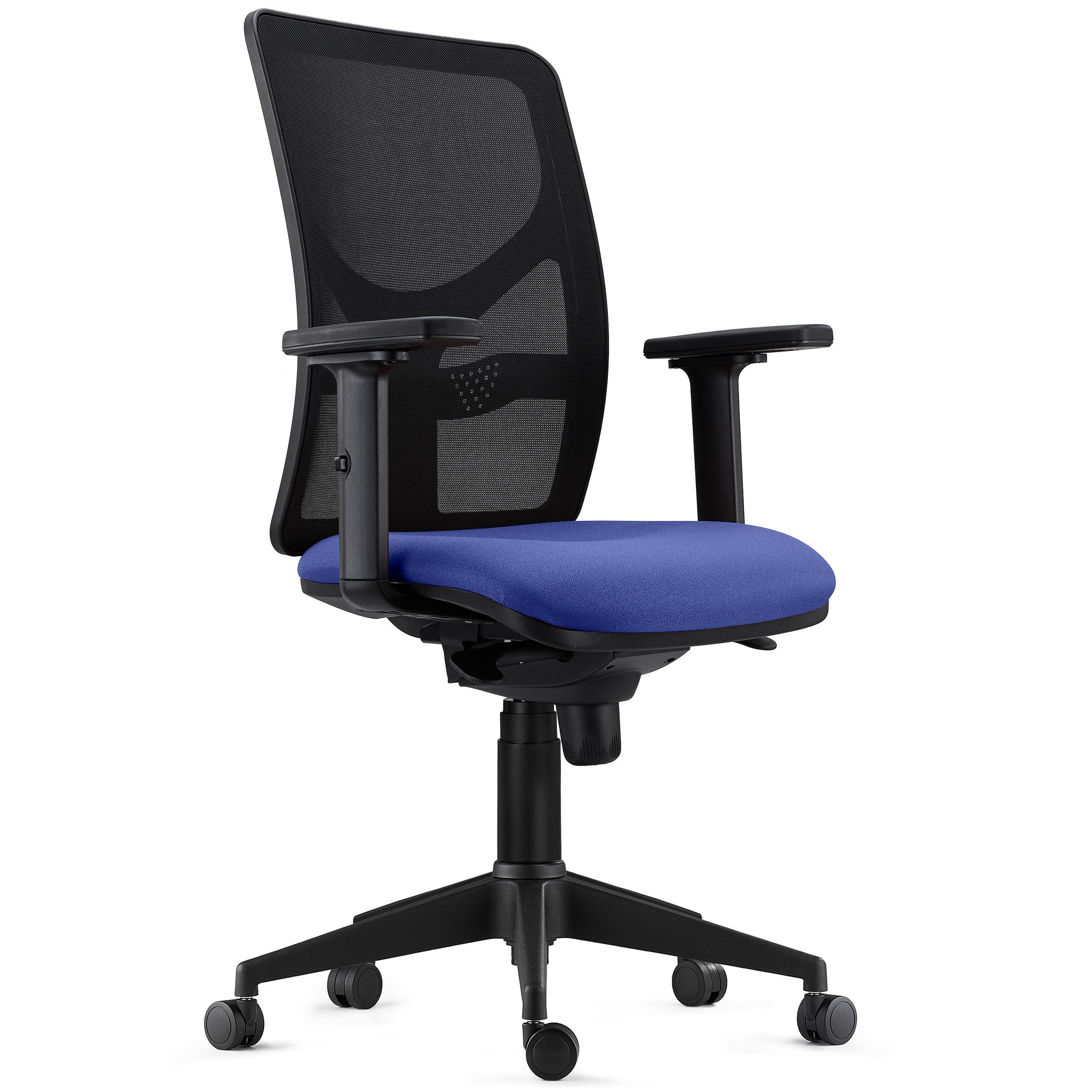 Chaise de bureau MILO PRO, Accoudoirs Ajustables, Support Lombaire, en Tissu, Bleu Foncé