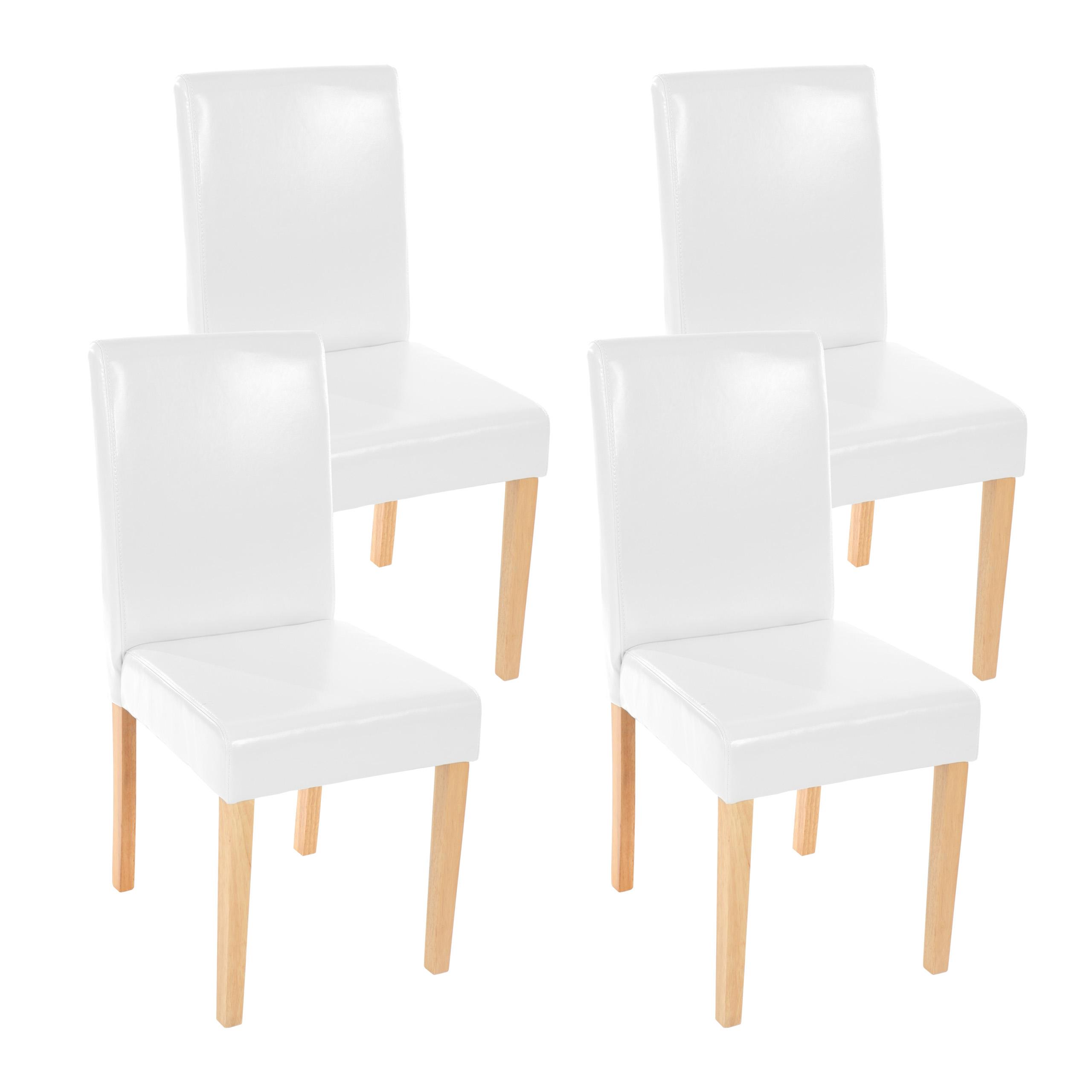 Lot de 4 chaises de salle à manger LITAU, en cuir blanc, pieds