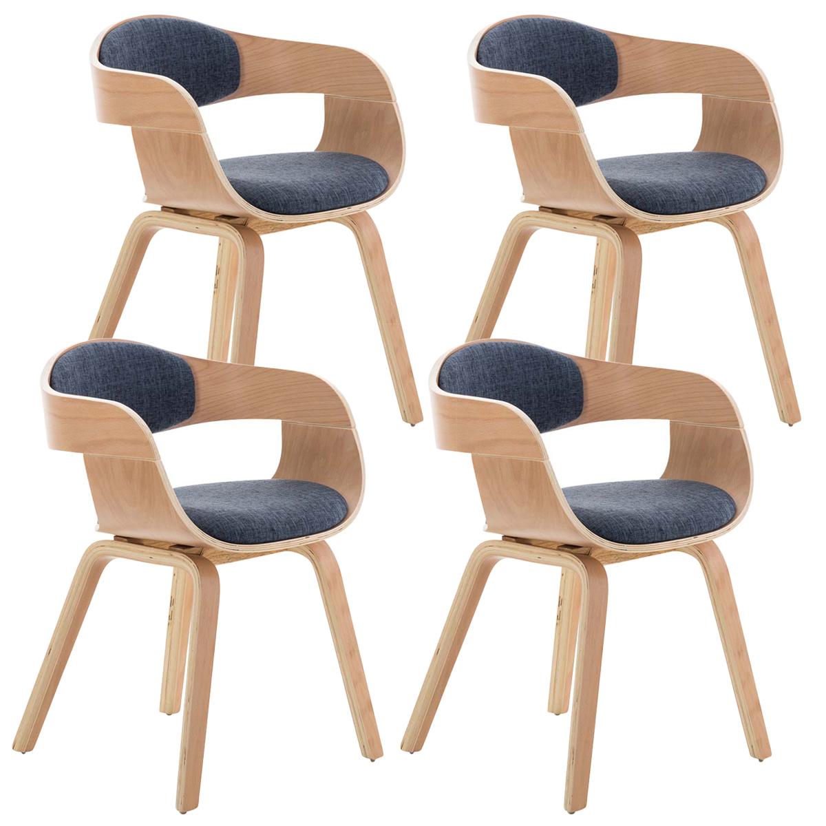 Lot de 4 Chaises Salle à Manger Scandinave avec Accoudoirs Assise  rembourrée en Tissu