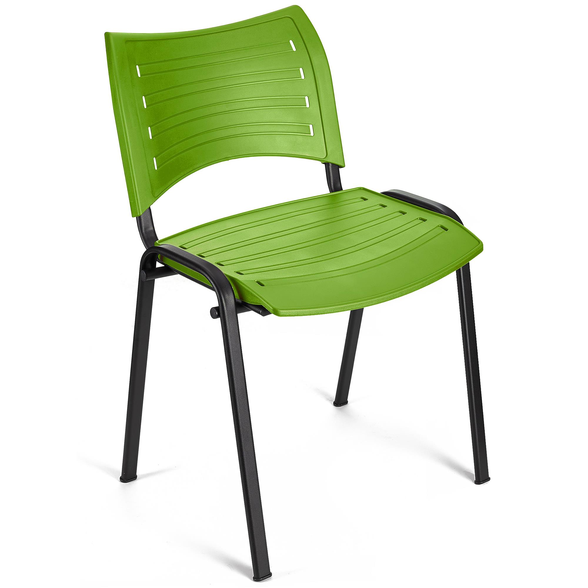 Chaise visiteur ELVA, empilable et très pratique, grande qualité, Vert et Piétement Noir