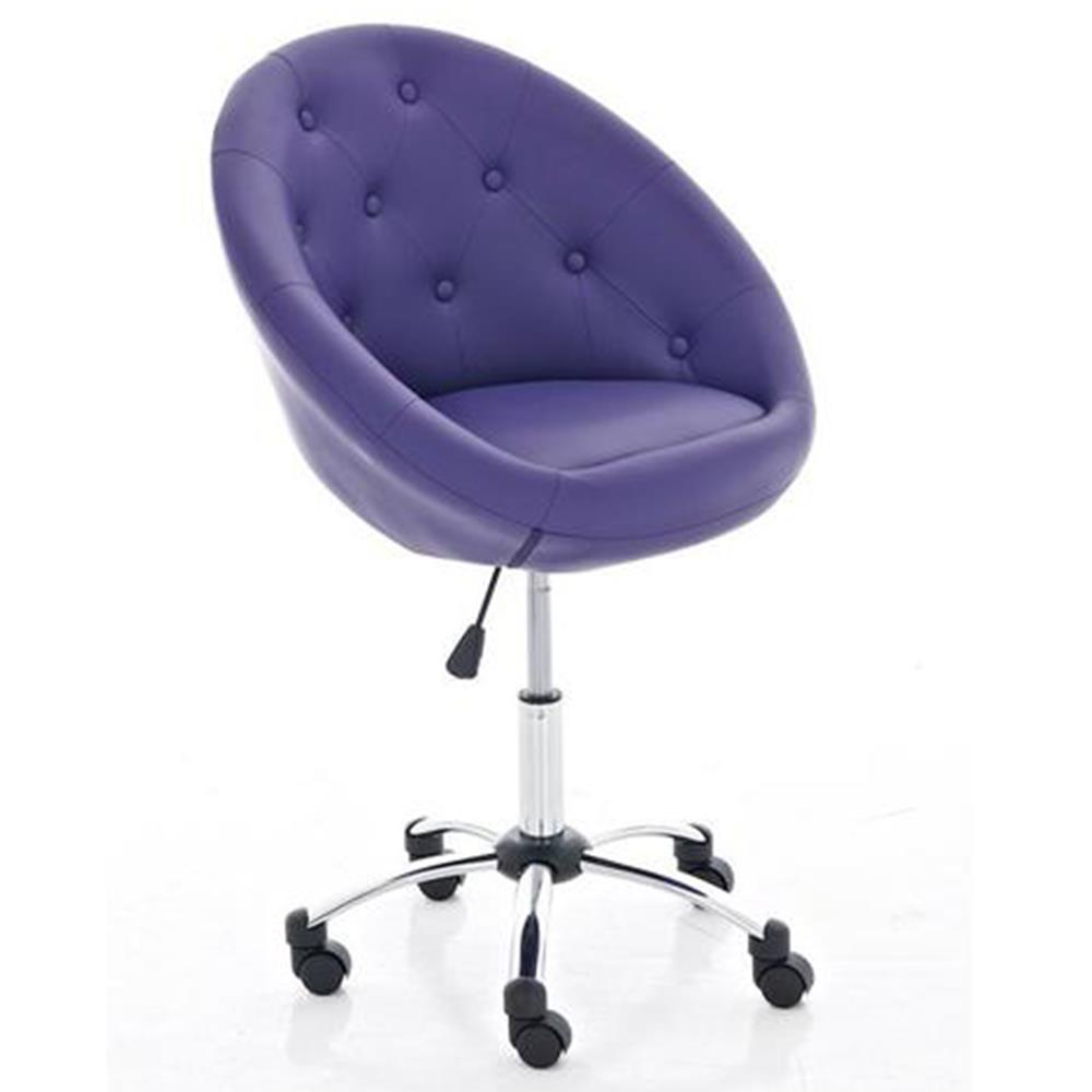 Chaise Design VIENNE, Grand Rembourrage, structure métallique, en cuir, violet