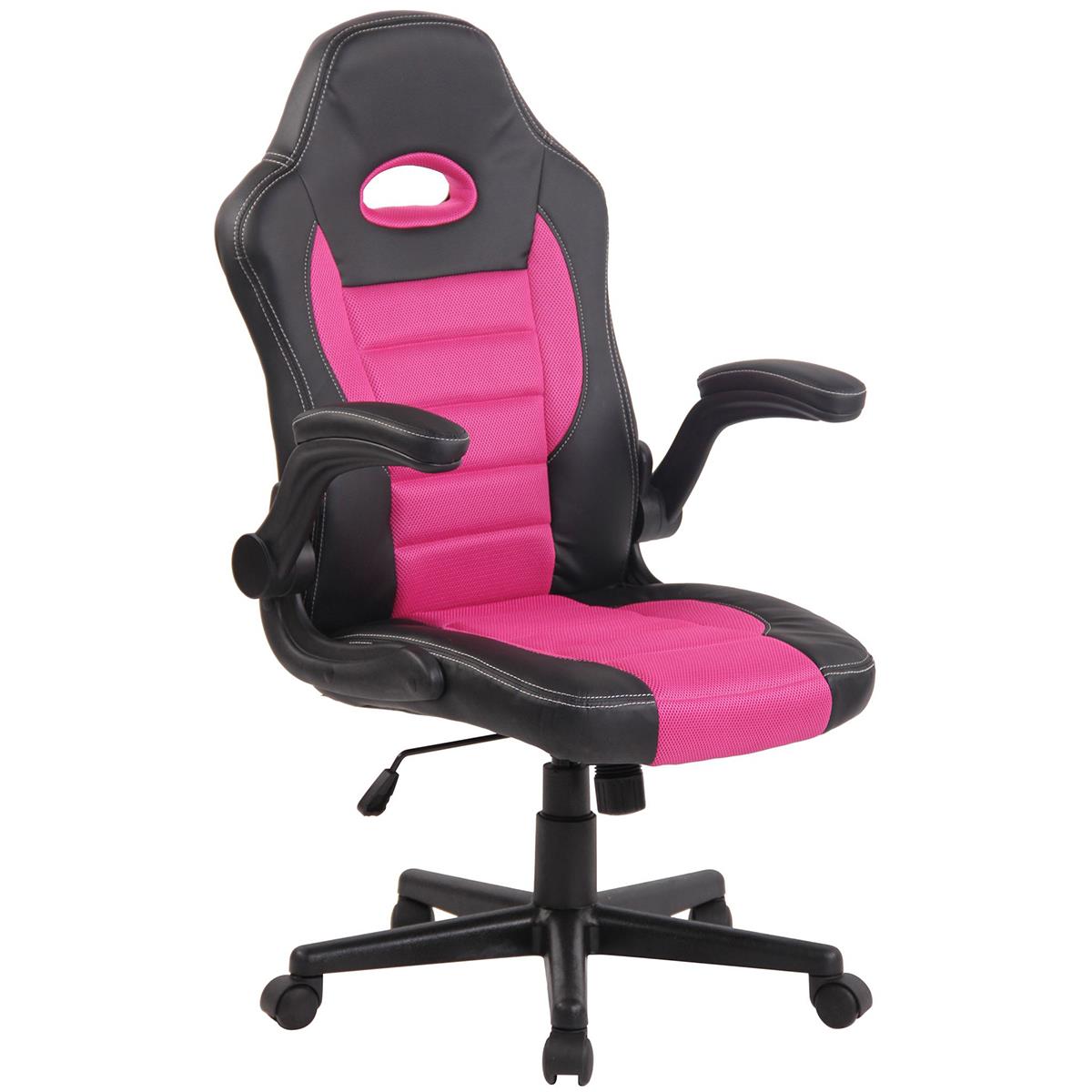 Chaise Gamer LOTUS, accoudoirs relevables, cuir et maille respirable, rose