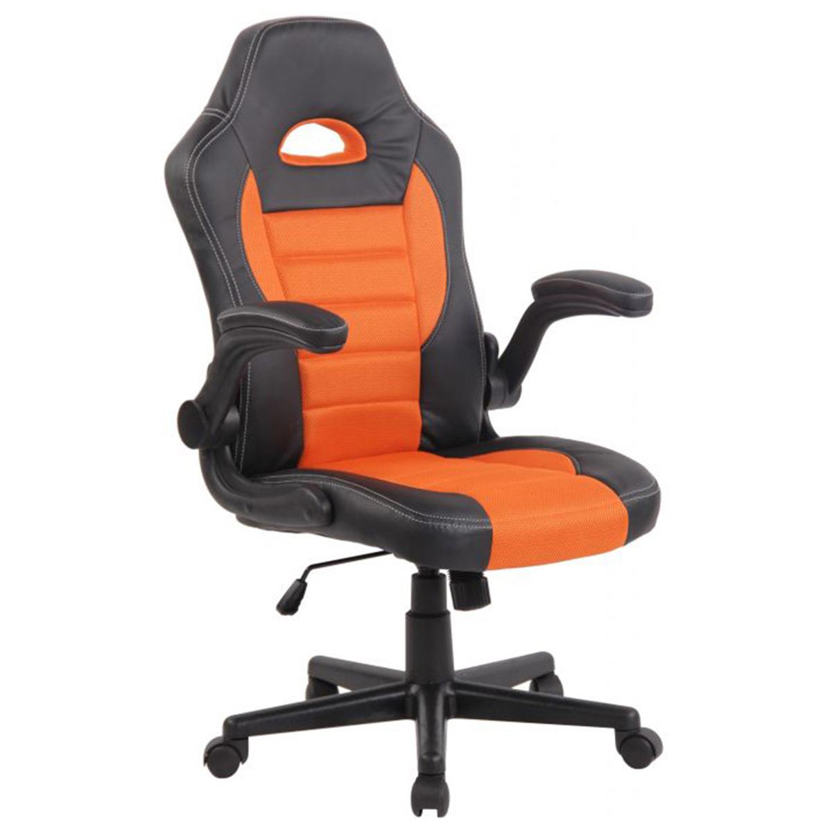 Chaise Gamer LOTUS, accoudoirs relevables,  cuir et maille respirable, orange