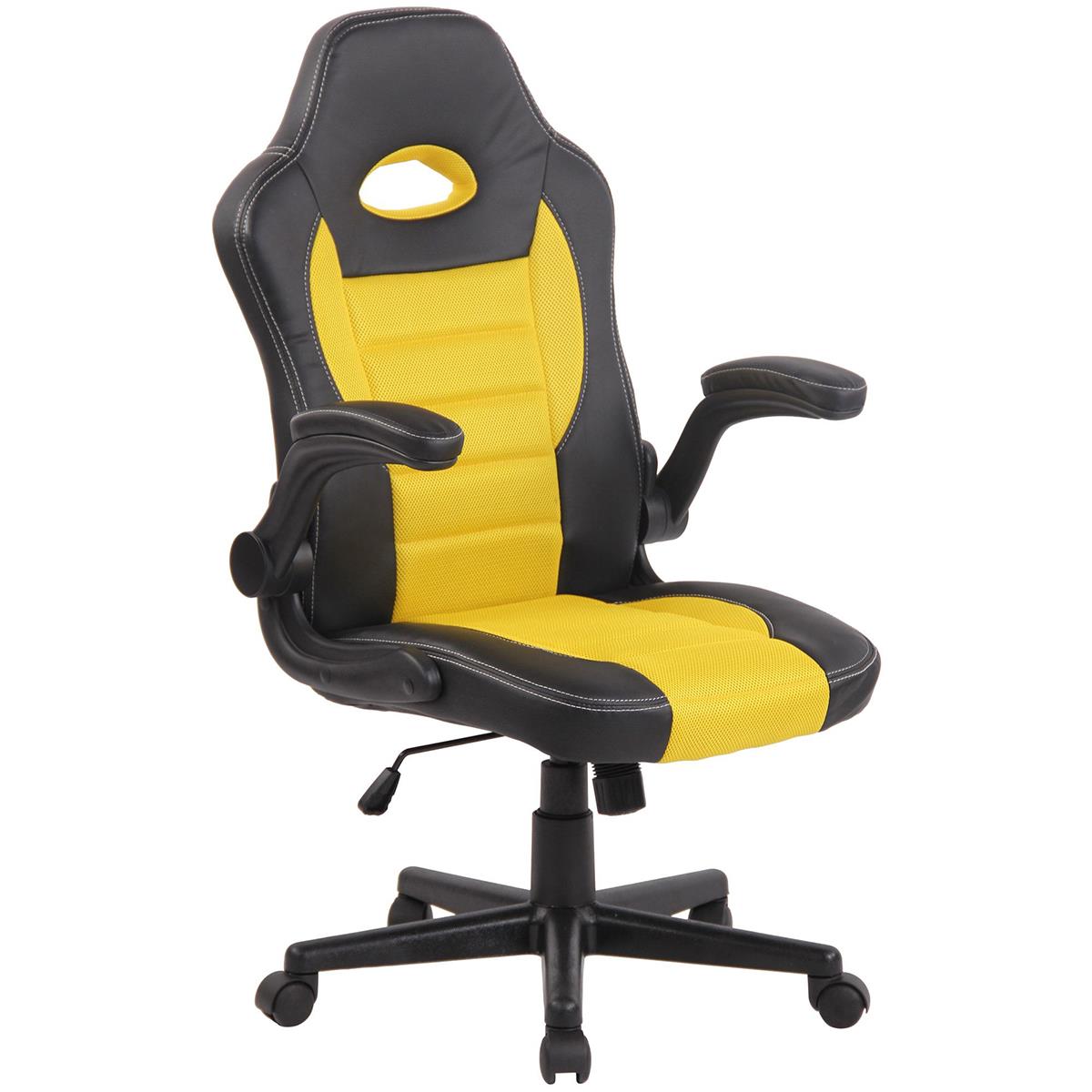 Chaise Gamer LOTUS, accoudoirs relevables, cuir et maille respirable, jaune