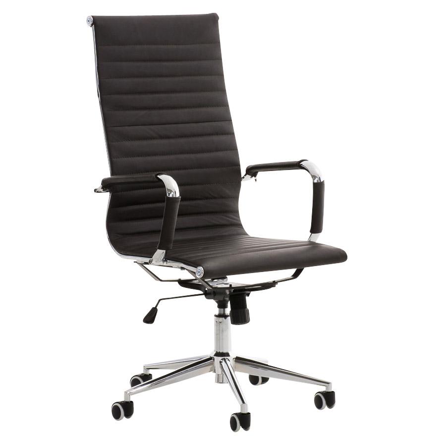 Chaise de bureau ROMA, design exclusif, structure métallique, revêtement cuir, Marron
