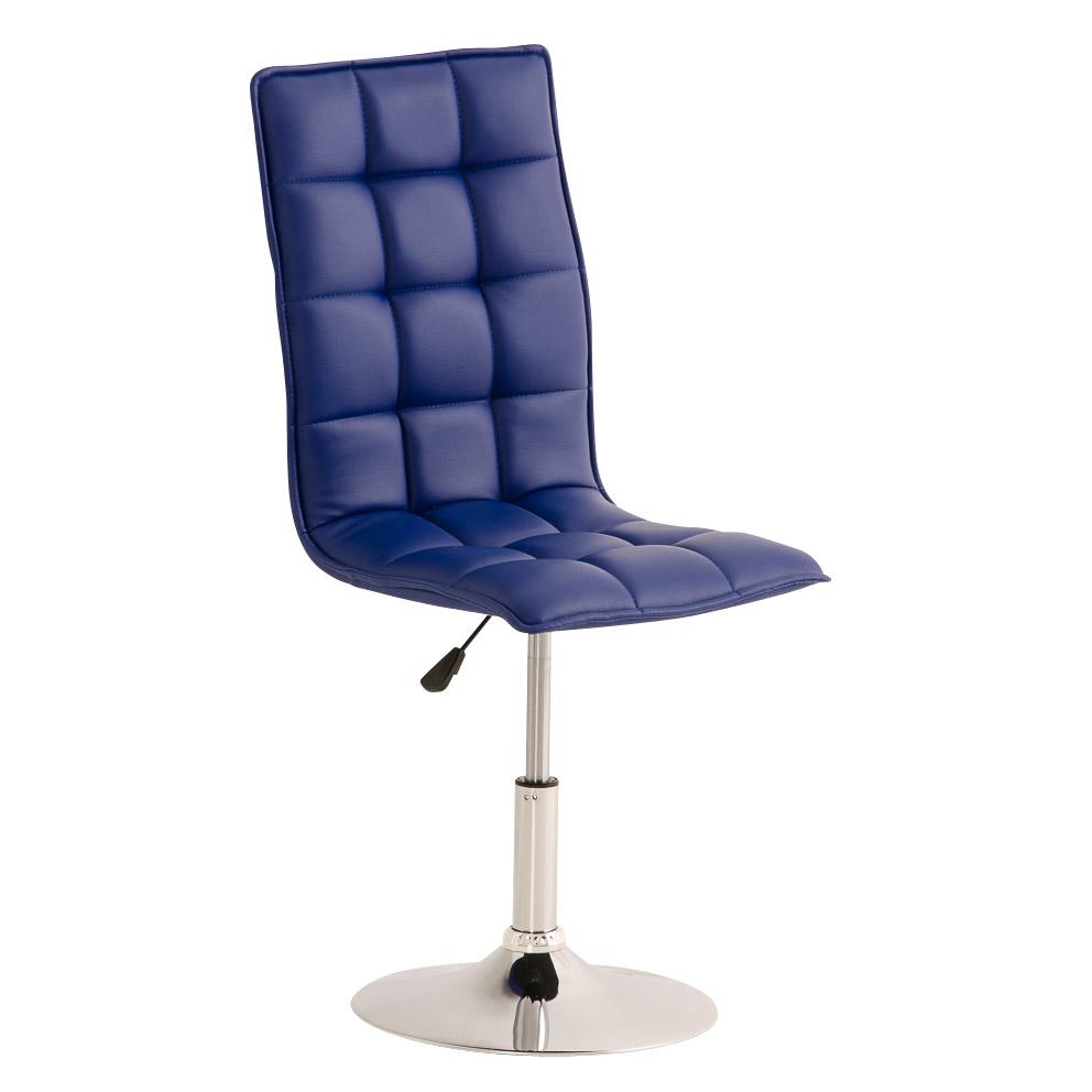 Chaise visiteur BULGARI, ajustable en hauteur, piétement fixe en métal, Revêtement en Cuir, Bleu