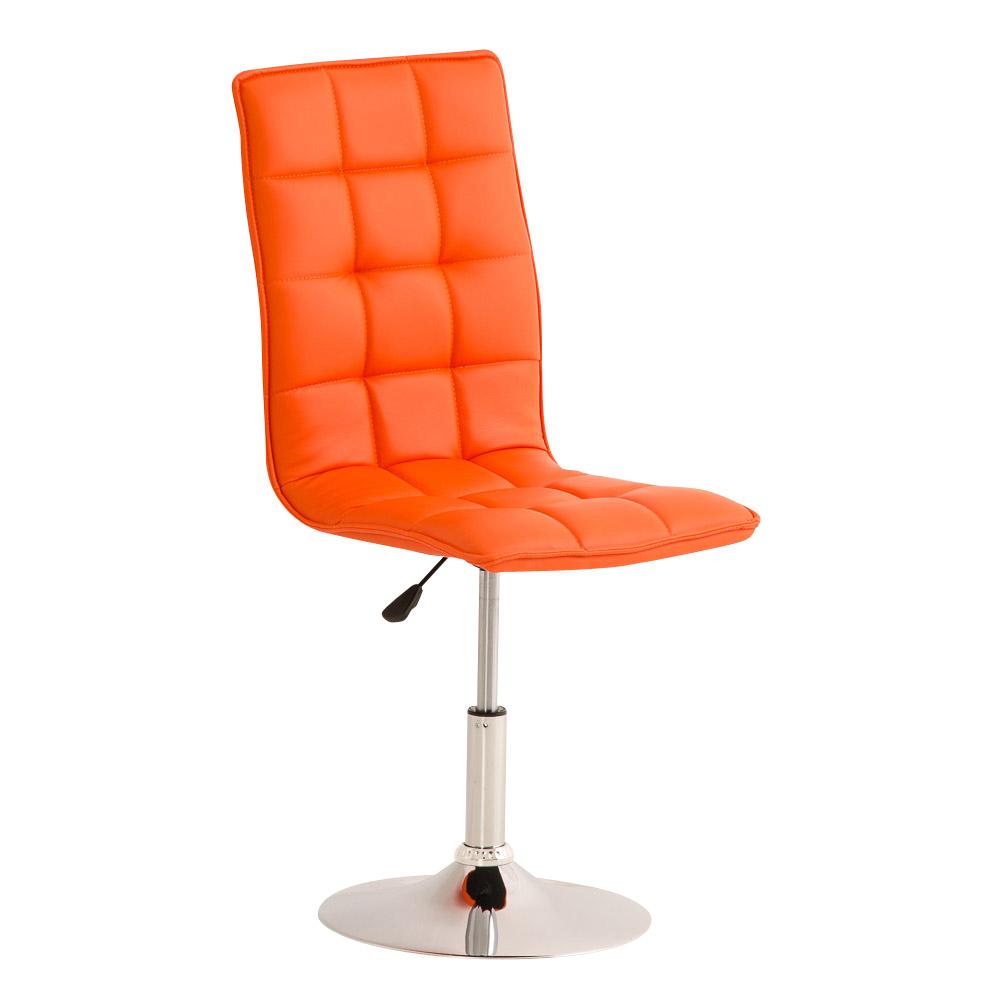 Chaise visiteur BULGARI, ajustable en hauteur, piétement fixe en métal, Revêtement en Cuir, Orange