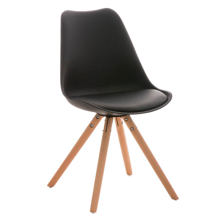 Chaise design / Visiteur ALMA très exclusive, structure en bois couleur hêtre et cuir, noir