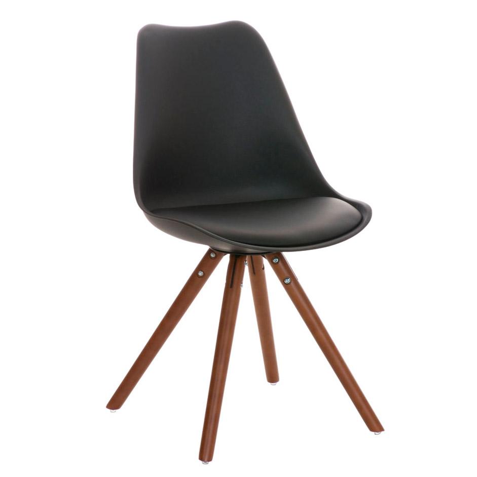 Chaise design / Visiteur ALMA très exclusive, structure en bois couleur noyer et cuir, noir