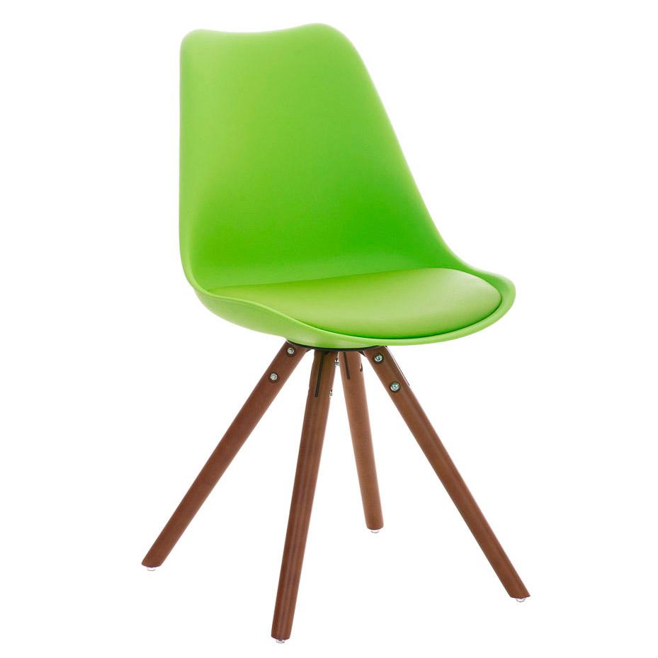 Chaise design / Visiteur ALMA très exclusive, structure en bois couleur noyer et cuir, vert