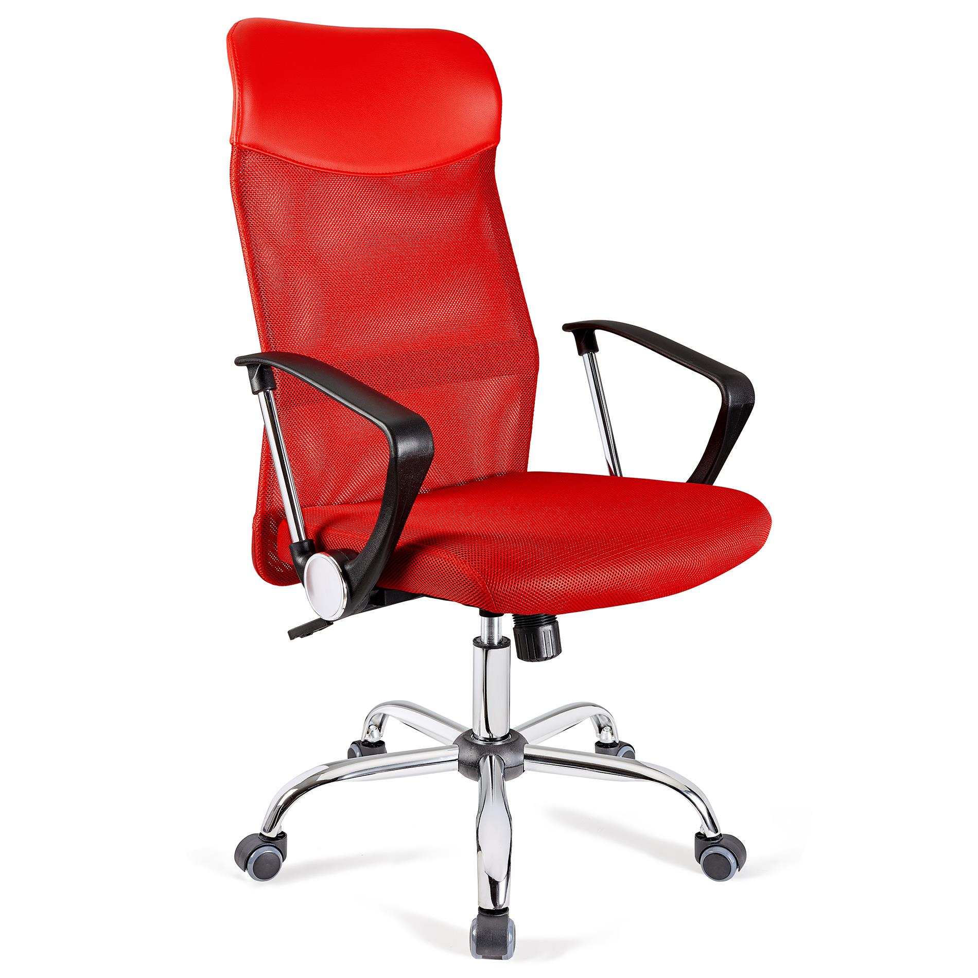 Chaise de bureau ASPEN, Maille Respirable et cuir, assise rembourrée, Prix incroyable, Rouge