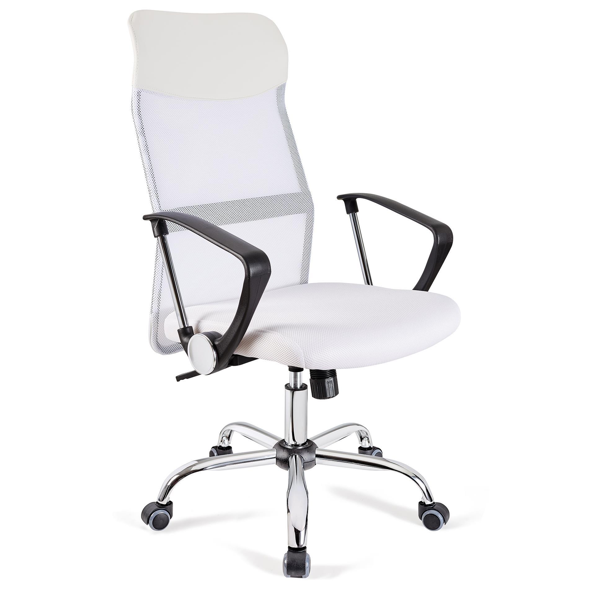 Chaise de bureau ASPEN, Maille Respirable et cuir, assise rembourrée, Prix incroyable, Blanc