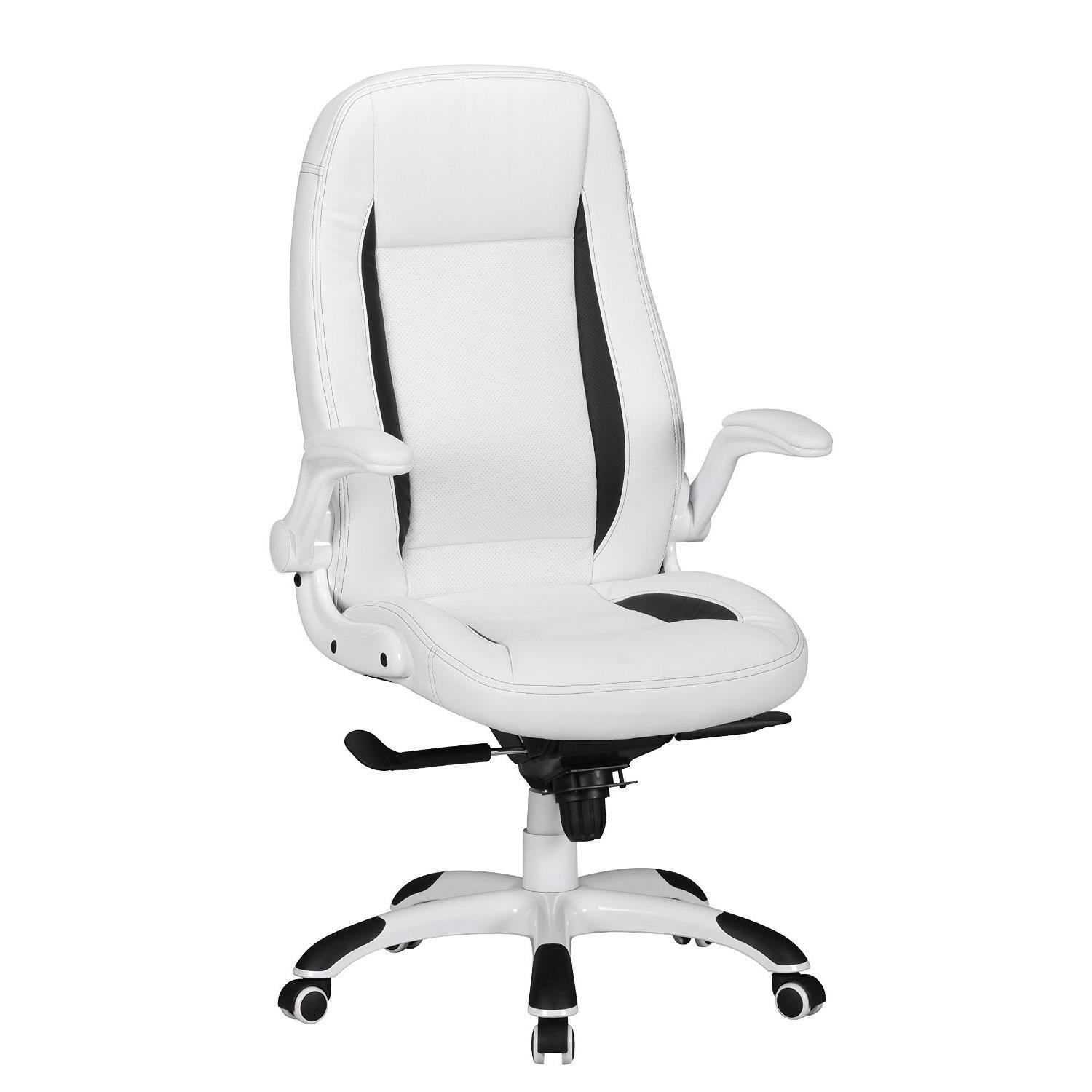 Chaise de bureau MONTREAL avec un sublime Design Gamer, Revêtement Cuir, Utilisation Professionnelle jusqu'à 8h, Blanc