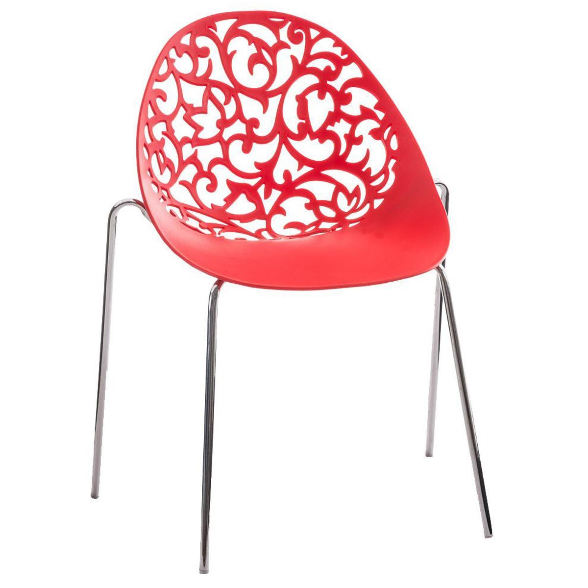 Chaise visiteur DENALI, Empilable, Structure Métallique et Sublime Design, Rouge