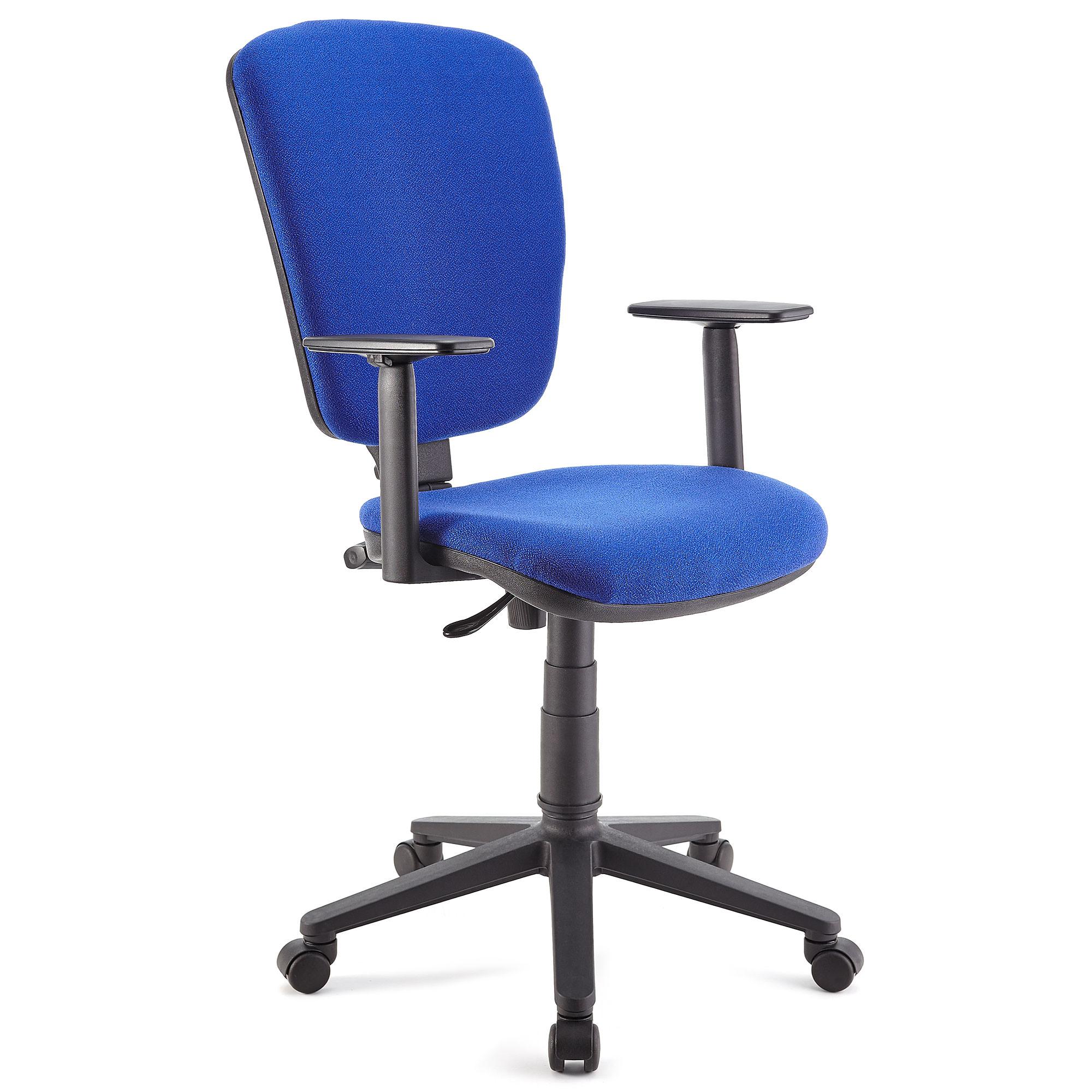 Chaise de bureau CALIPSO PLUS, Dossier et Accoudoirs Ajustables, robuste, En Tissu Bleu