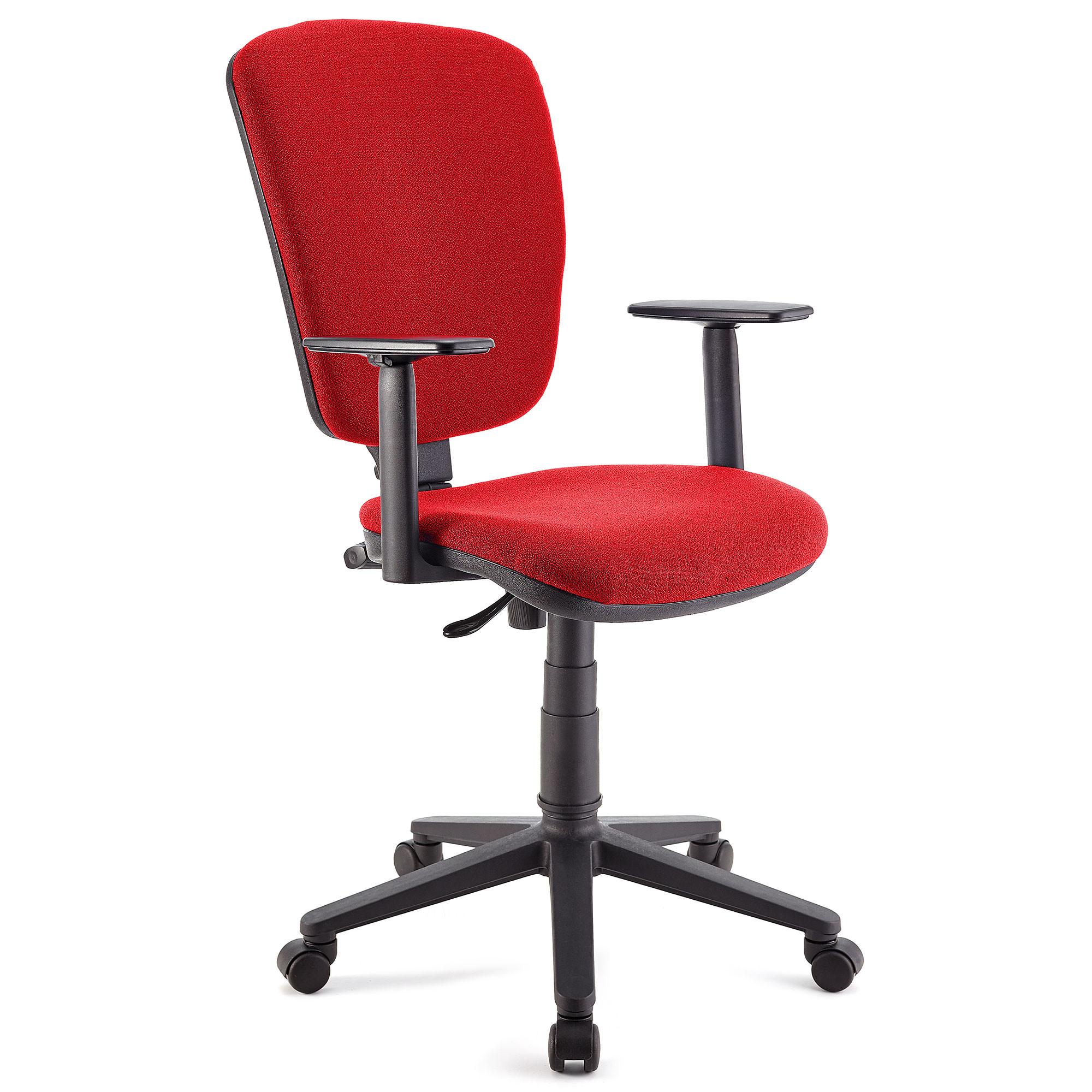 Chaise de bureau CALIPSO PLUS, Dossier et Accoudoirs Ajustables, robuste, En Tissu Rouge