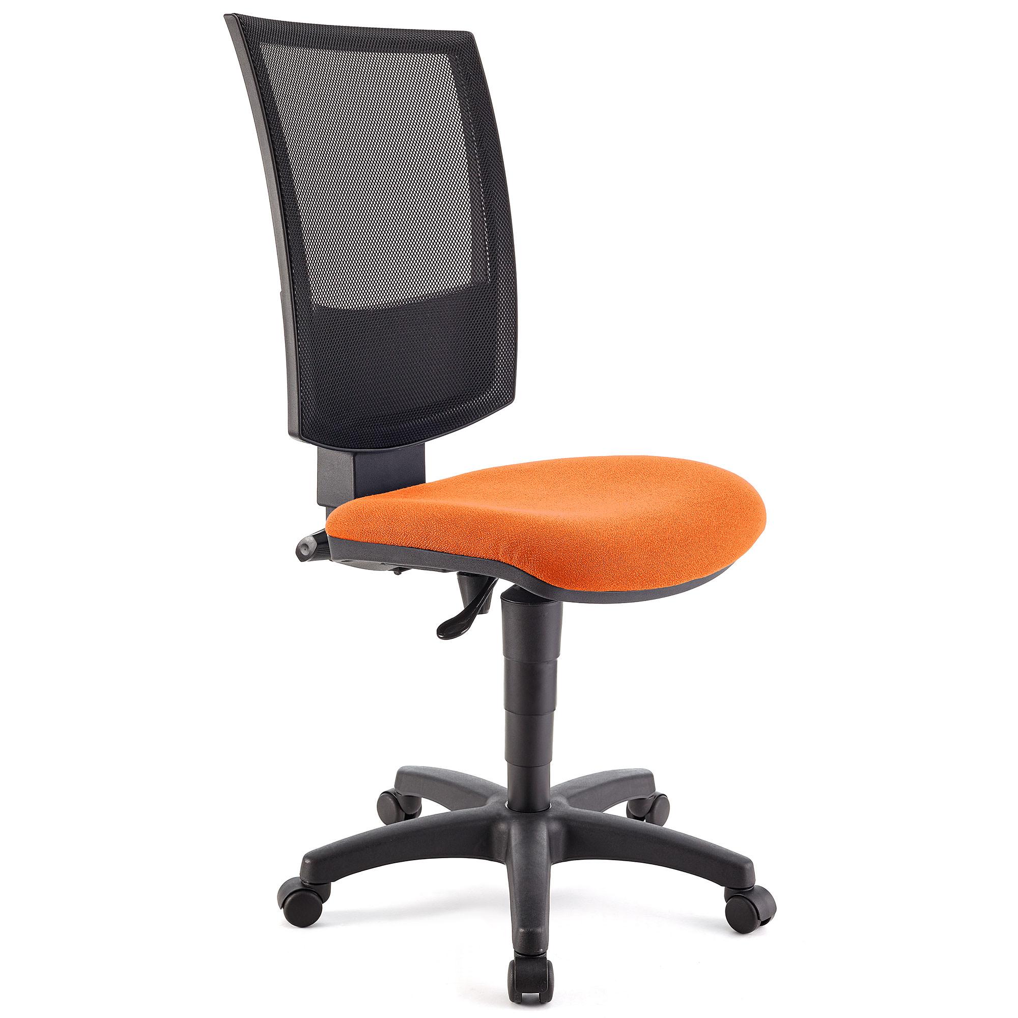 Chaise de bureau PANDORA SANS ACCOUDOIRS, Dossier Ajustable en Maille, Rembourrage épais, Orange