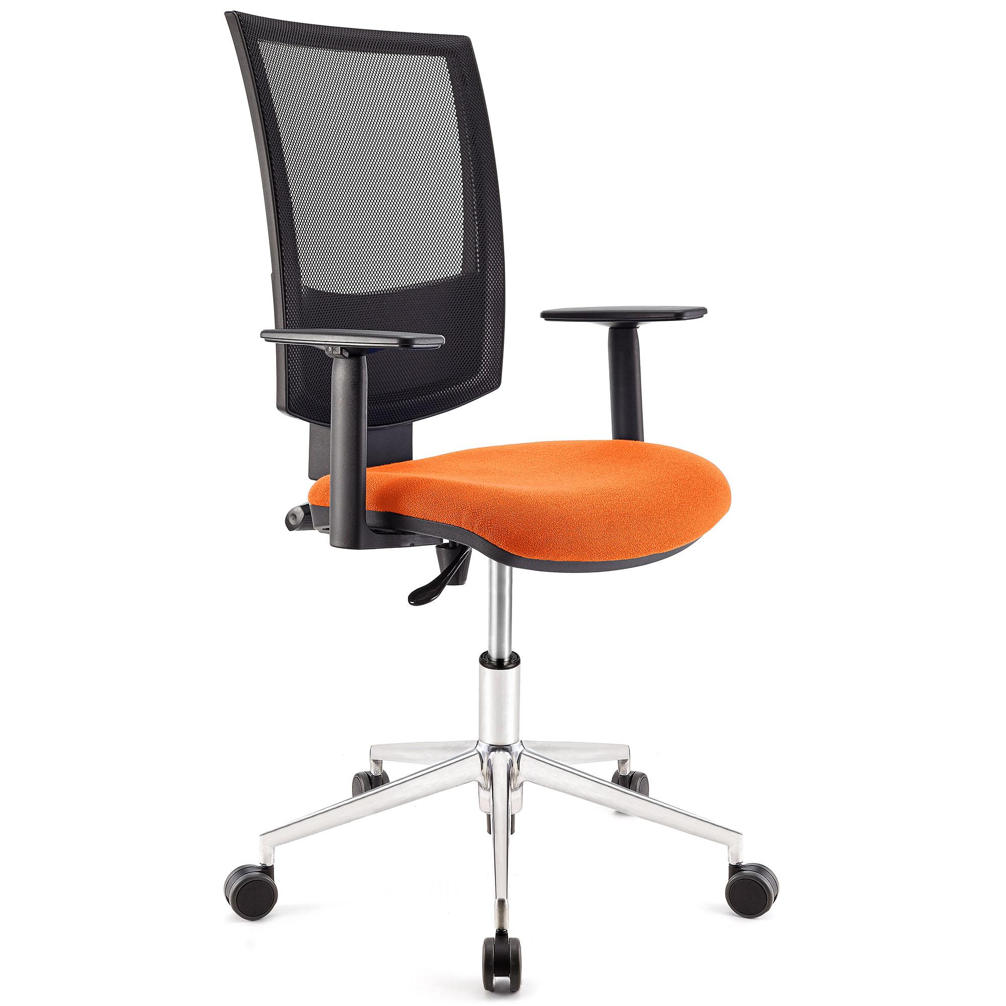 Chaise de Bureau PANDORA PRO, Accoudoirs Ajustables, Piétement Metallique, Rembourrage épais, Orange