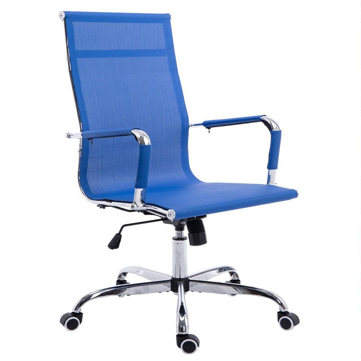 Chaise de bureau ITALIE, Structure Métallique, Magnifique Design en Maille Respirable, Bleu