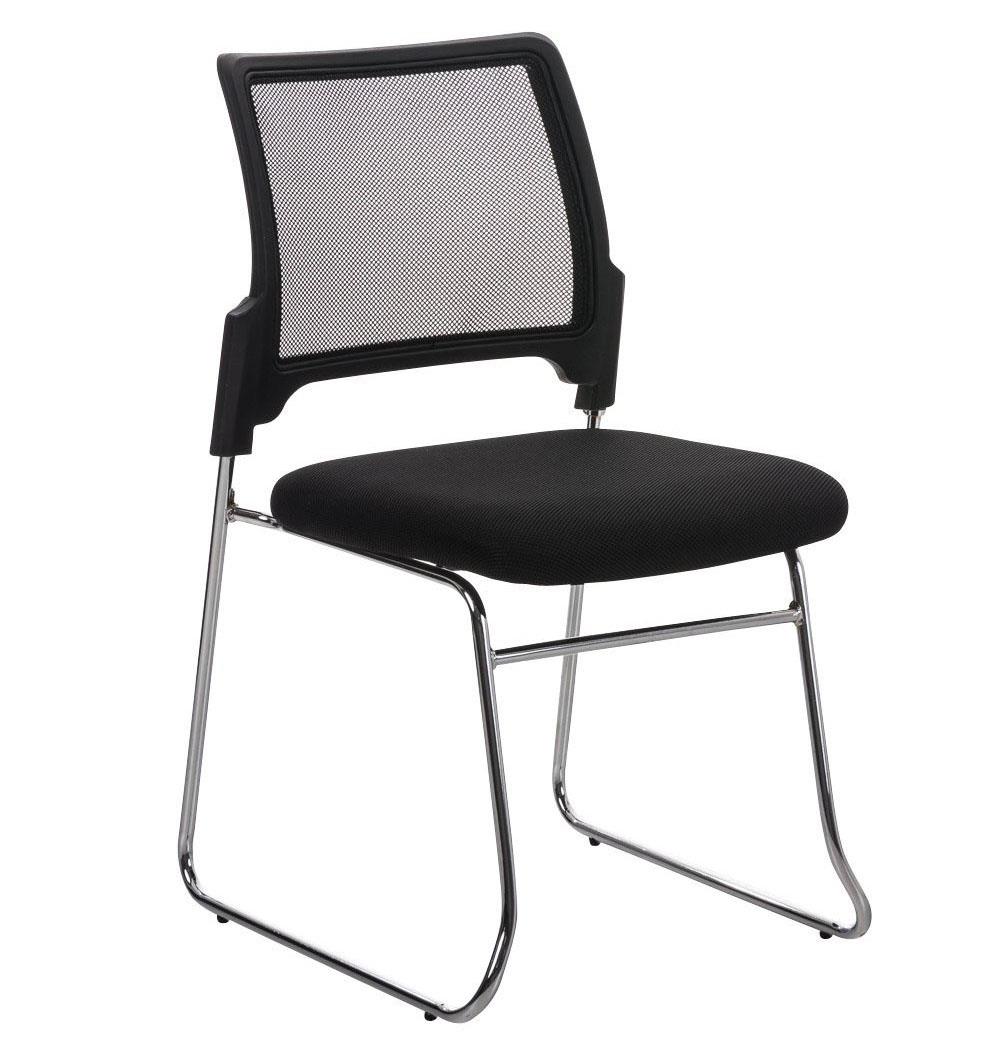 Chaise visiteur CRANTON, Empilable, Structure Métallique, Tissu et Maille Respirable, Noir