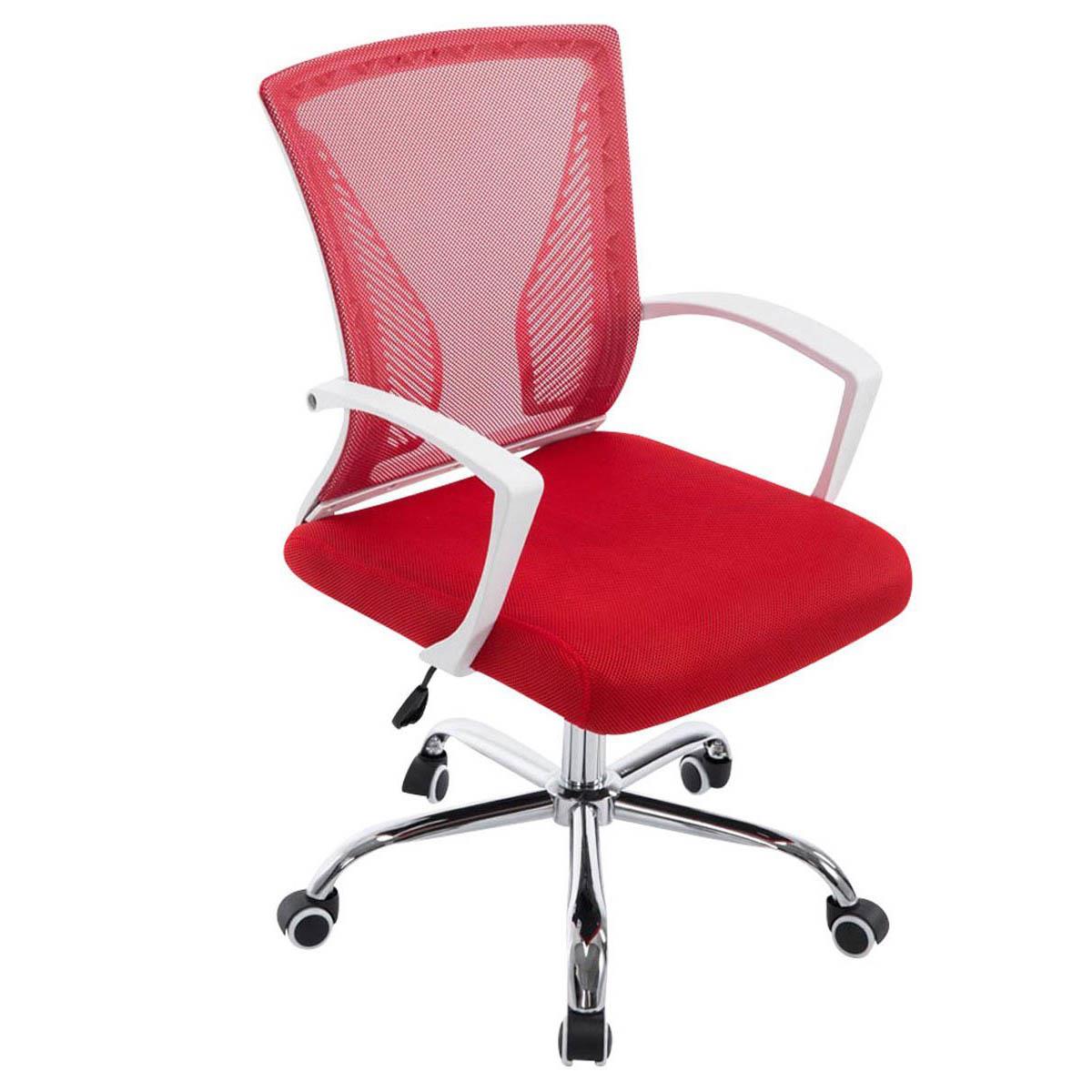 Chaise de bureau CUBA, Structure Métallique, en Maille Respirable, Rouge