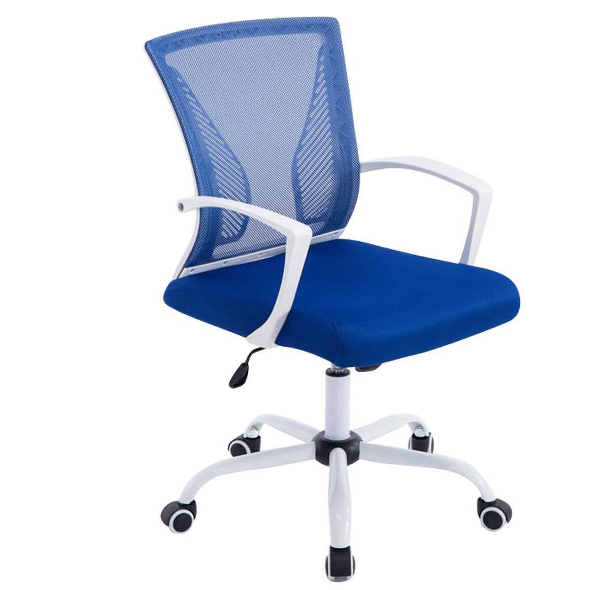 Chaise de bureau CUBA WHITE, Structure Métallique, en Maille Respirable, Bleu