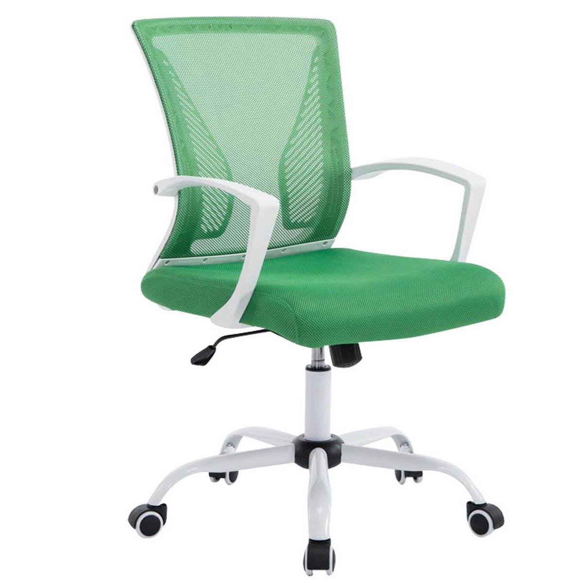 Chaise de bureau CUBA WHITE, Structure Métallique, en Maille Respirable, Vert