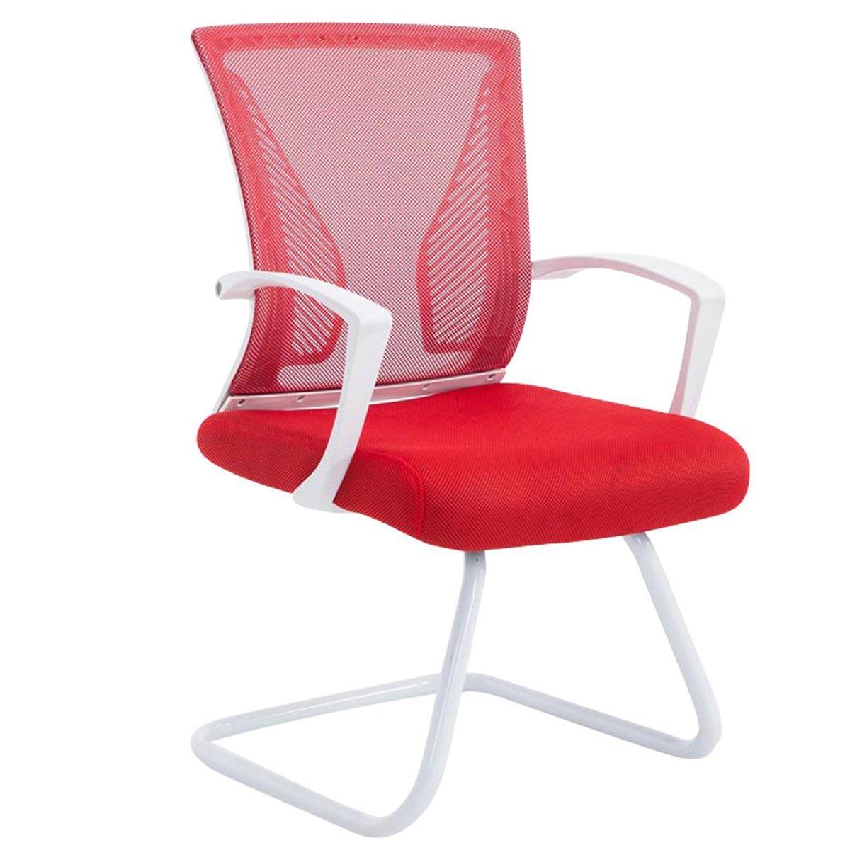 Chaise visiteur CUBA WHITE V, Structure Métallique, en Maille Respirable, Rouge