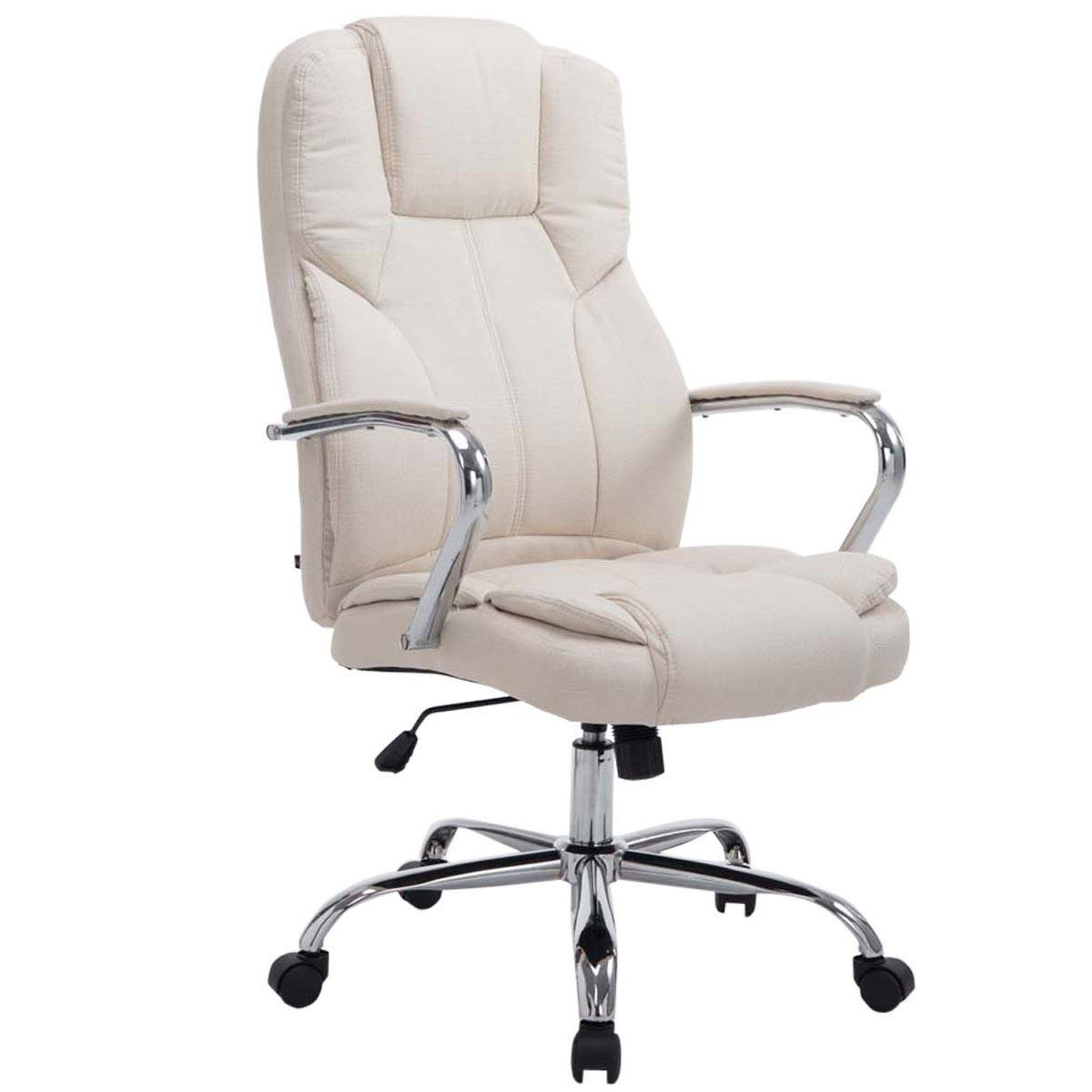 Fauteuil de bureau KANSAS TISSU, spécialement adapté pour personnes fortes,  jusqu'à 150kg, Crème 