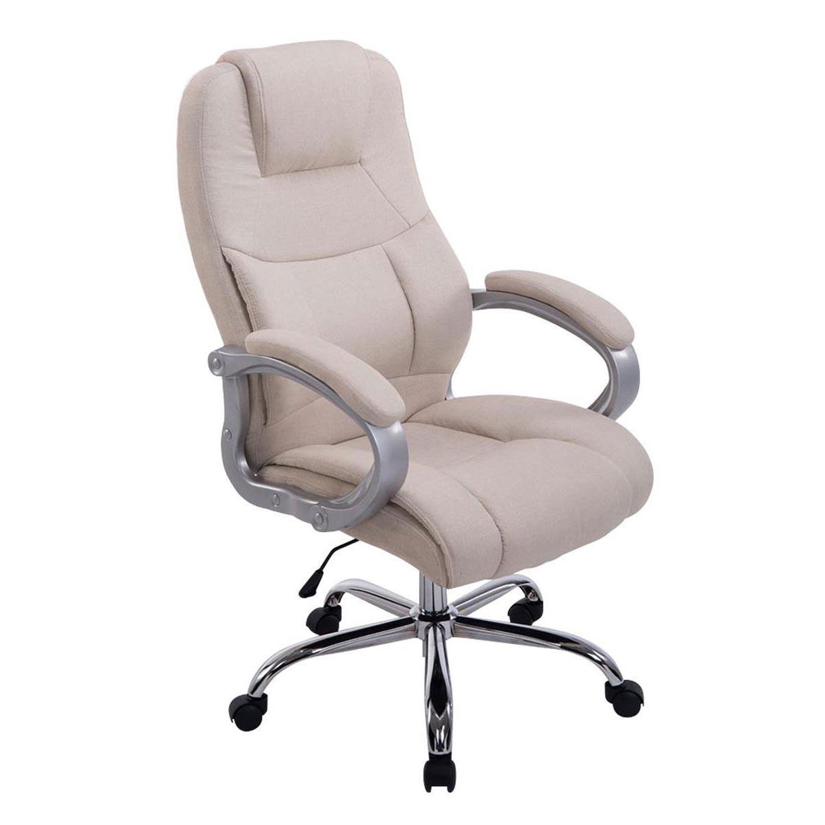 Fauteuil de bureau BOSTON TISSU en acier avec revêtement, Crème 