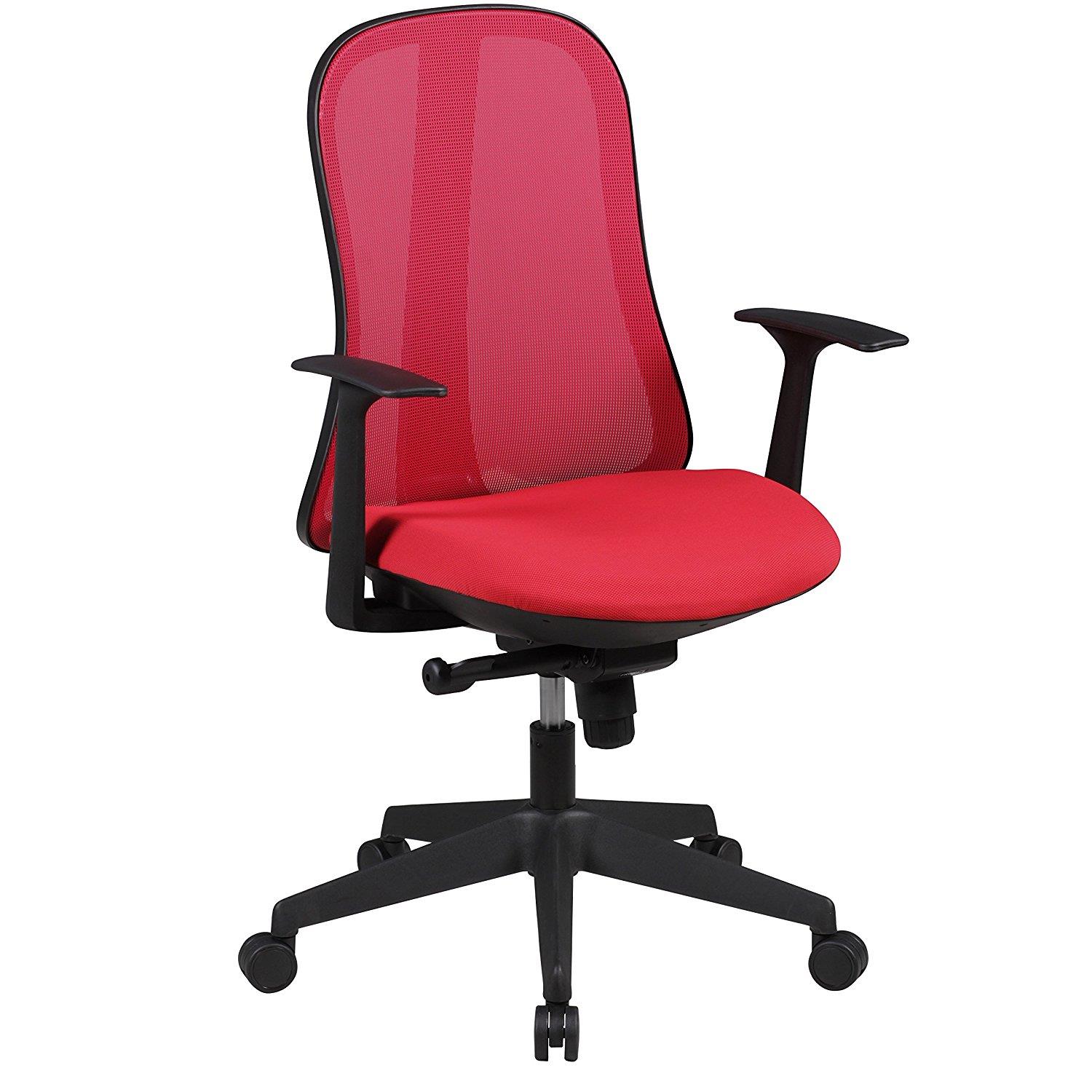 Chaise de bureau Ergonomique MIRTA, Mécanisme Synchrone, en Maille Respirable, Rouge