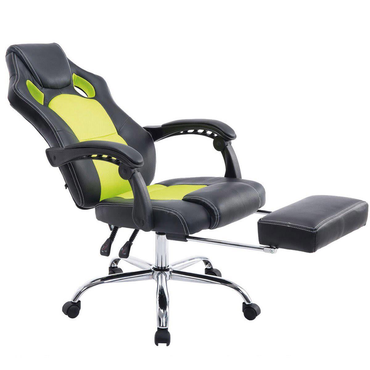Chaise Gamer SPRINT, avec Repose-pieds Extensible, en Cuir noir et Maille Respirable, Vert