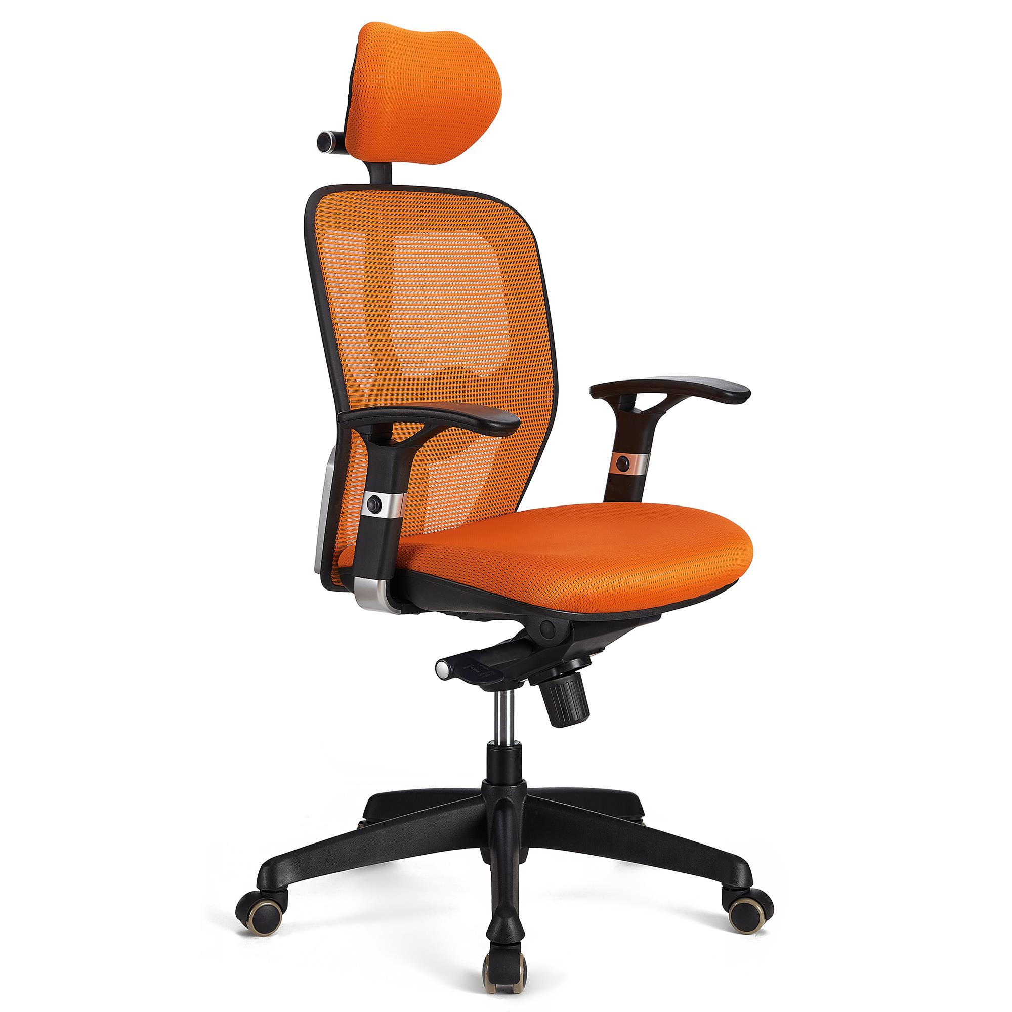 Chaise ergonomique FELIX PRO, Support Lombaire Ajustable, Adapté utilisation 8h, Orange