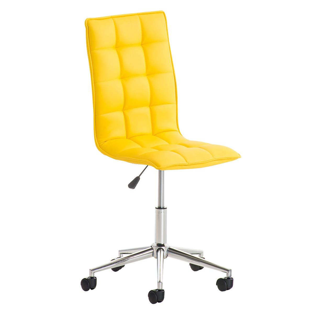 Chaise de bureau BULGARI, Design Sublime, Piétement Métallique, revêtement en Cuir, Jaune