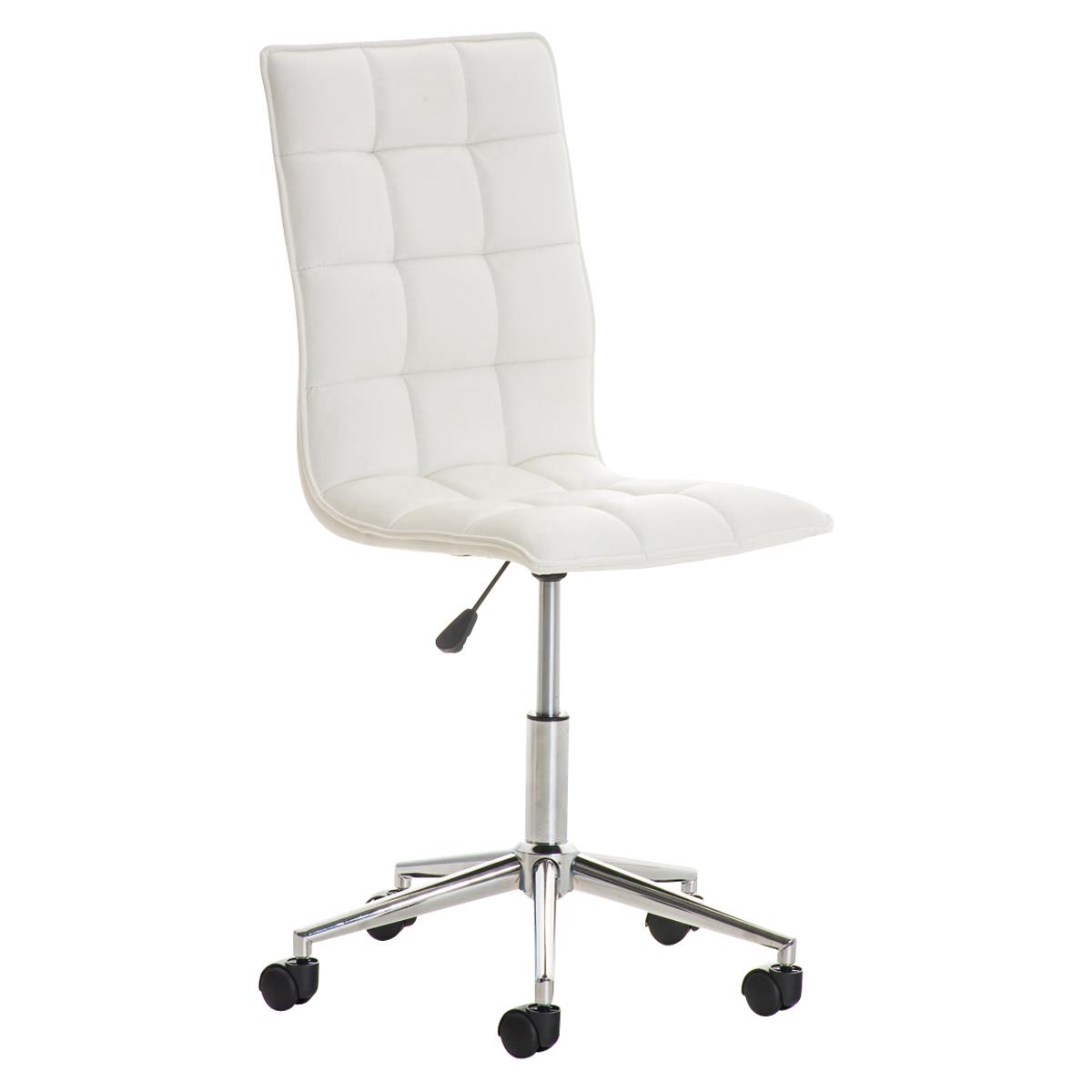 Chaise de bureau BULGARI, Design Sublime, Piétement Métallique, revêtement en Cuir, Blanc