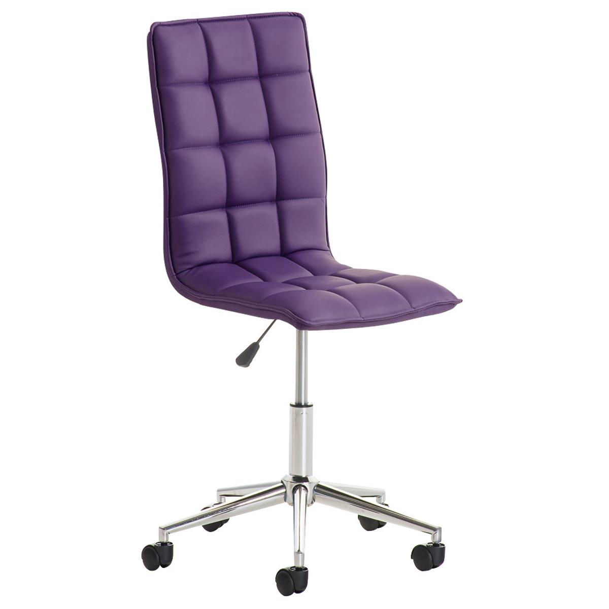 Chaise de bureau BULGARI, Design Sublime, Piétement Métallique, revêtement en Cuir, Violet