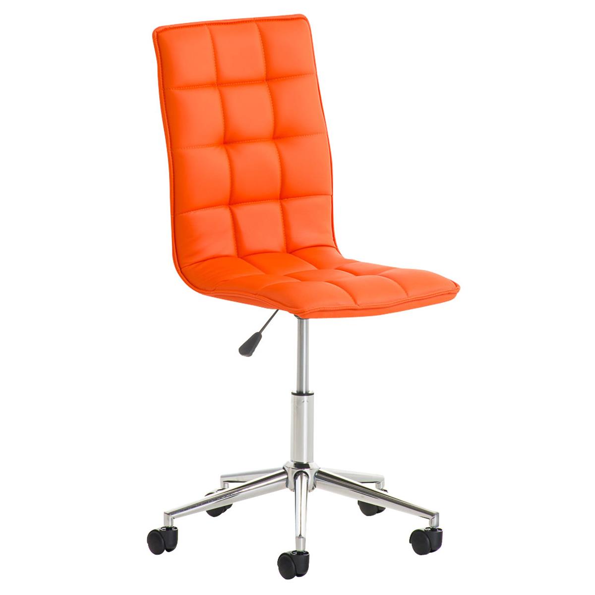 Chaise de bureau BULGARI, Design Sublime, Piétement Métallique, revêtement en Cuir, Orange