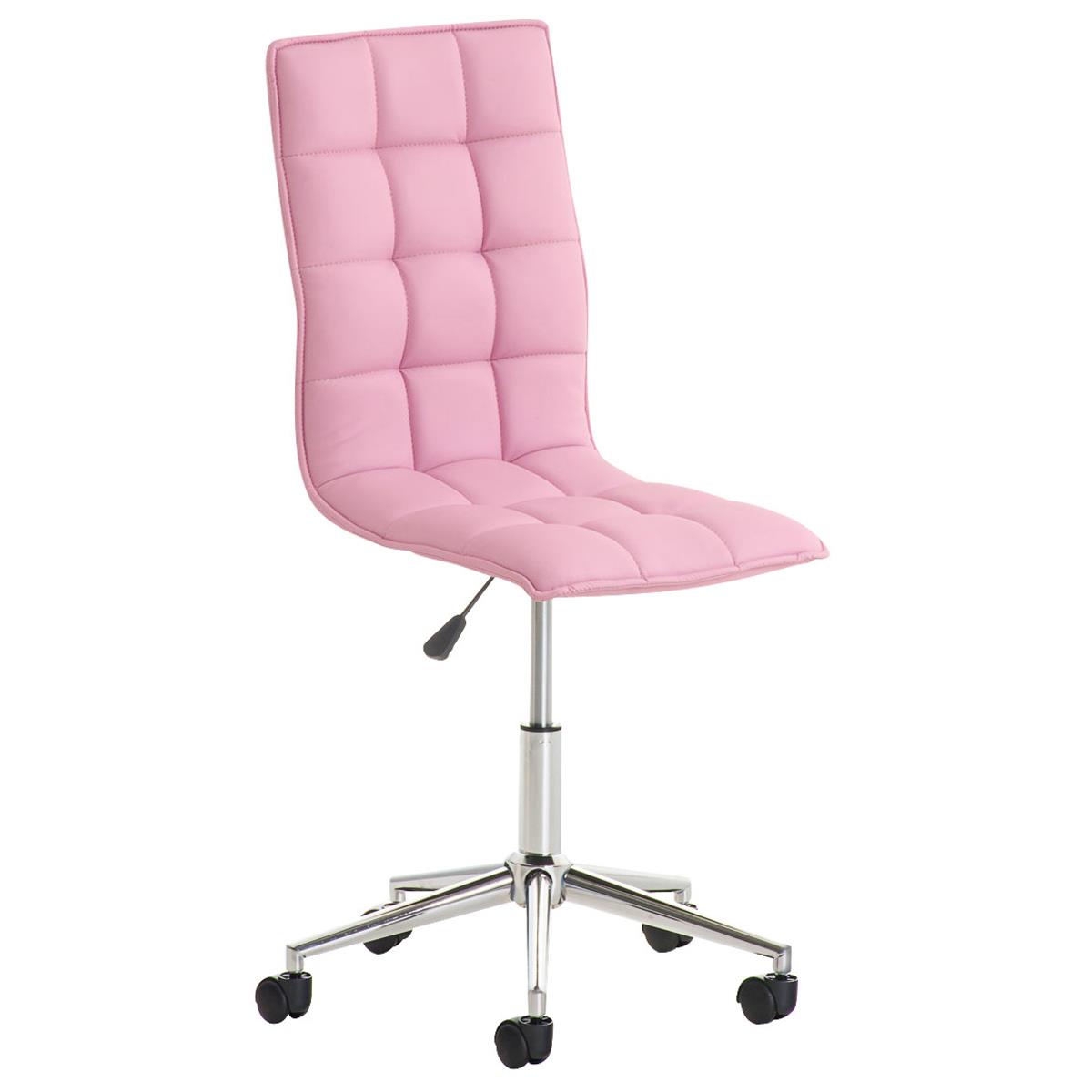 Chaise de bureau BULGARI, Design Sublime, Piétement Métallique, revêtement en Cuir, Rose