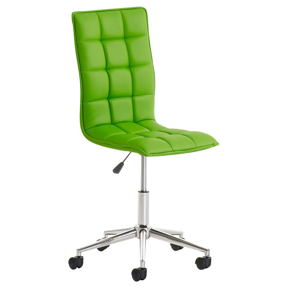 Chaise de bureau BULGARI, Design Sublime, Piétement Métallique, revêtement en Cuir, Vert