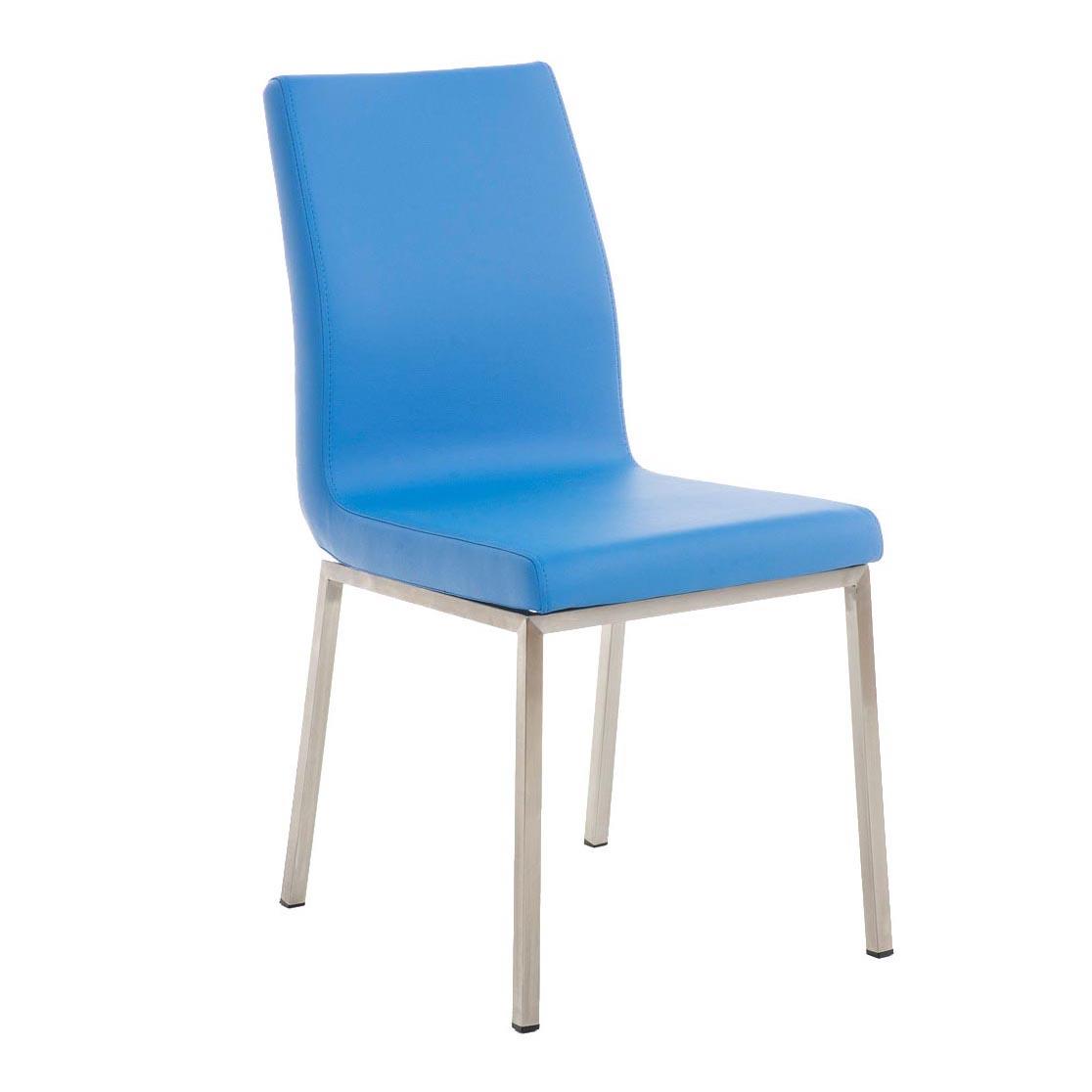 Chaise visiteur COLOMBE, Grand Rembourrage, Revêtement en Cuir, Bleu