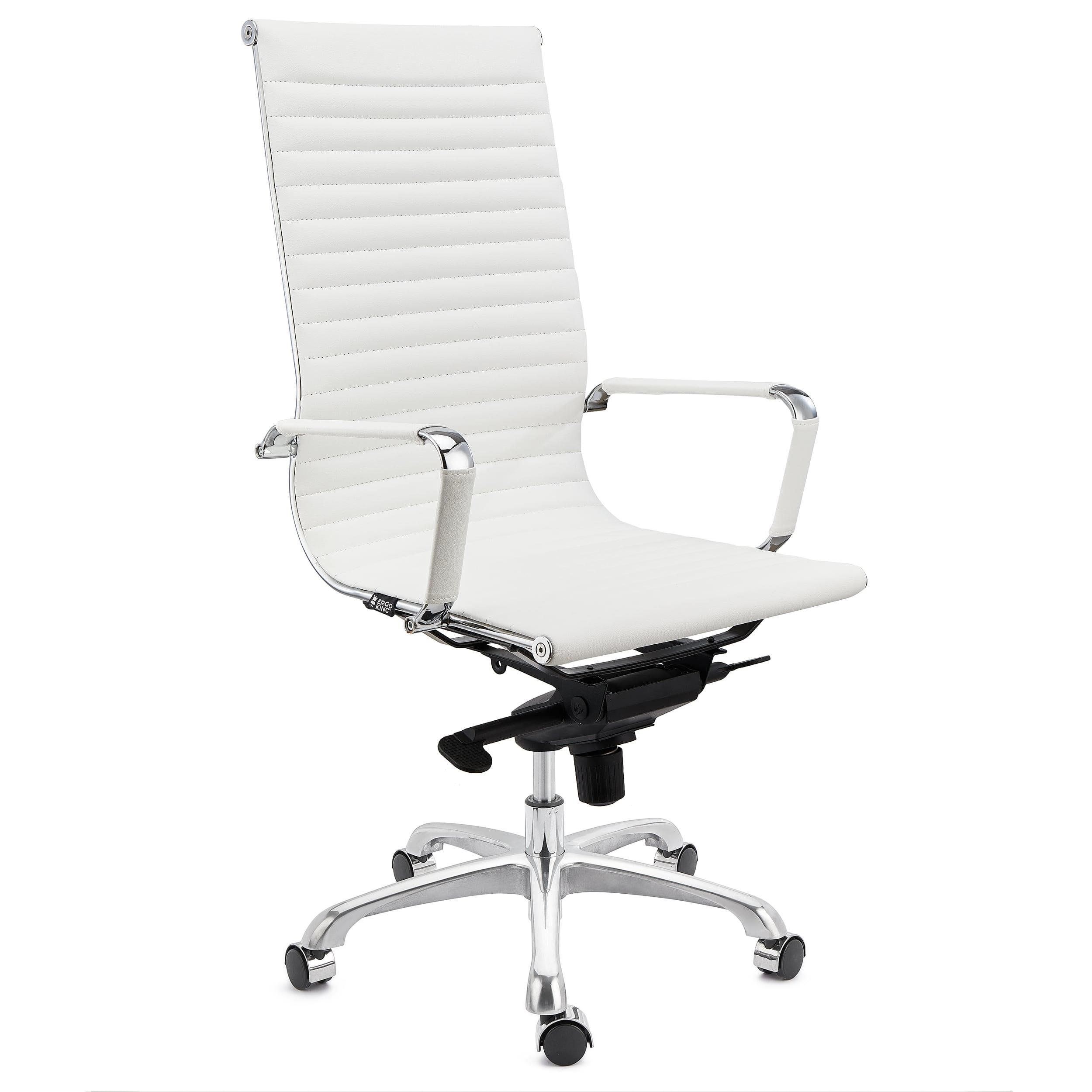 Chaise de Bureau DORIS, structure Métallique Chromée, Finitons élégantes, cuir, Blanc